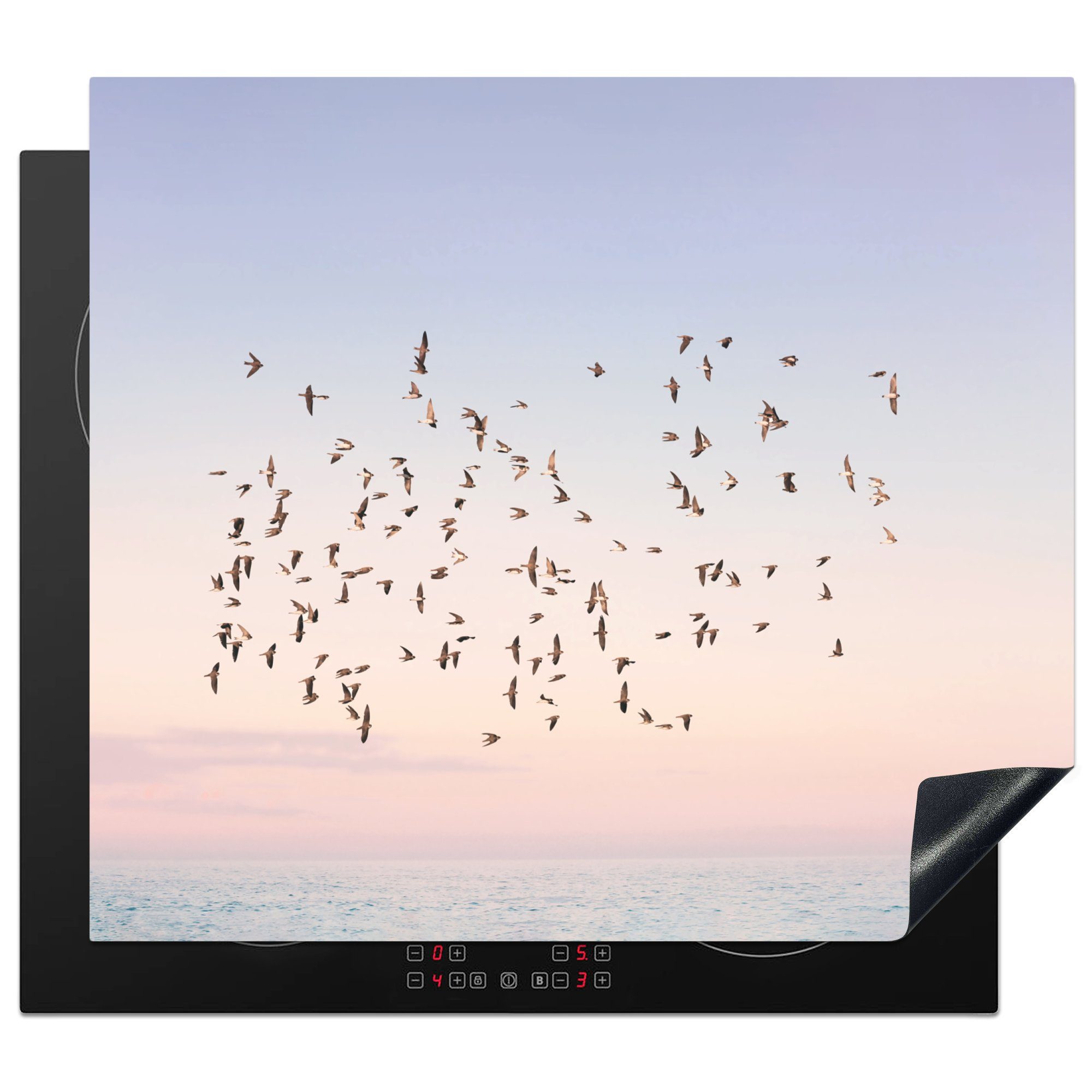 MuchoWow Herdblende-/Abdeckplatte Vögel - Meer - Himmel - Natur - Sommer, Vinyl, (1 tlg), 60x52 cm, Mobile Arbeitsfläche nutzbar, Ceranfeldabdeckung