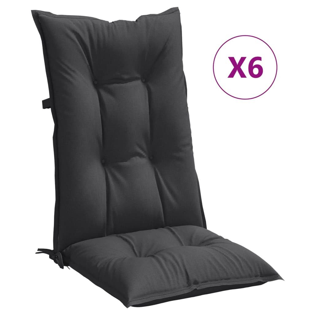 vidaXL Sitzauflage Hochlehner-Auflagen 6 Stk. Melange Anthrazit 120x50x7 cm Stoff, (6 St)