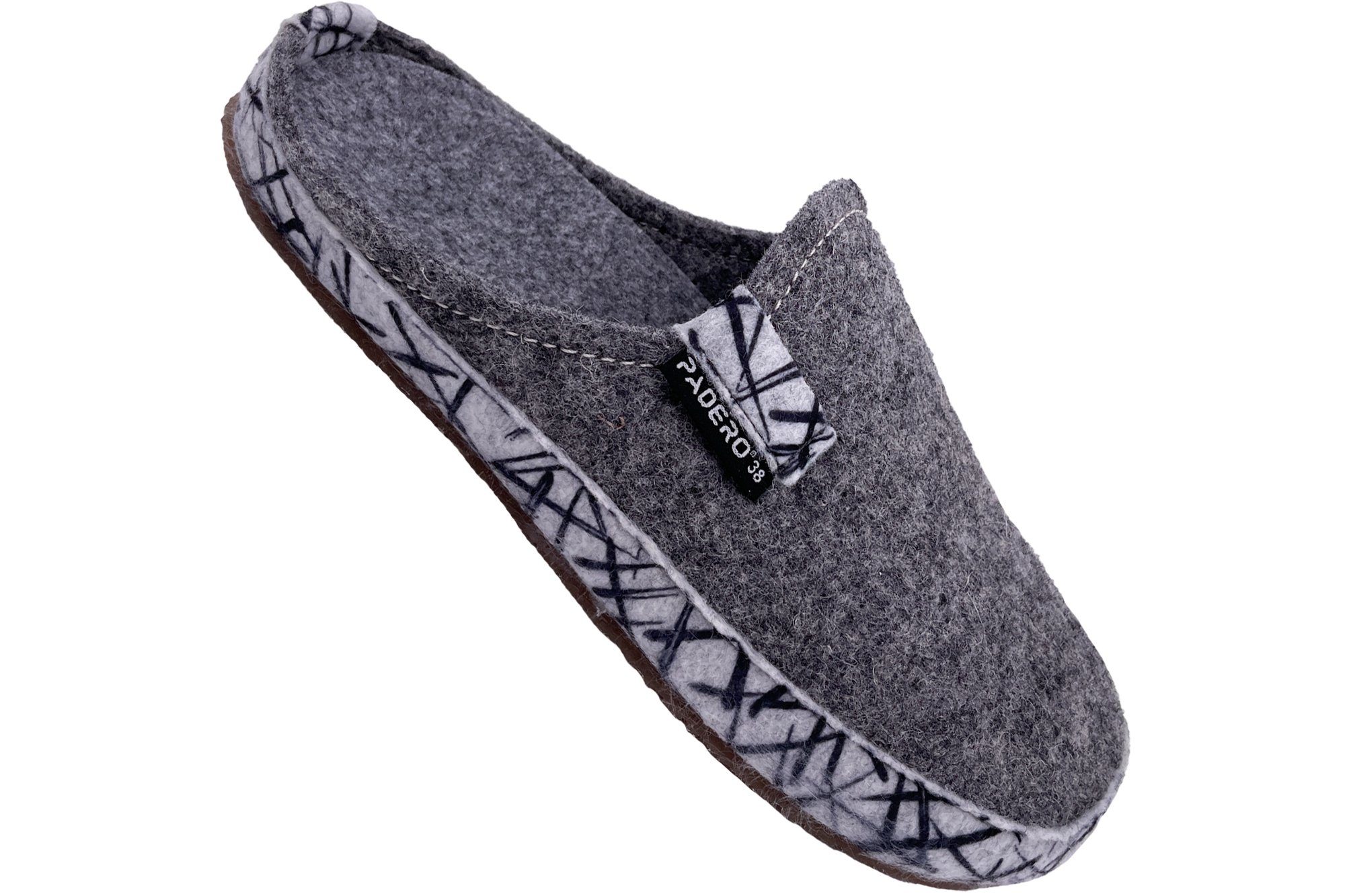 PADERO TONI-Striped Pantoffel Wollfilz Hausschuh