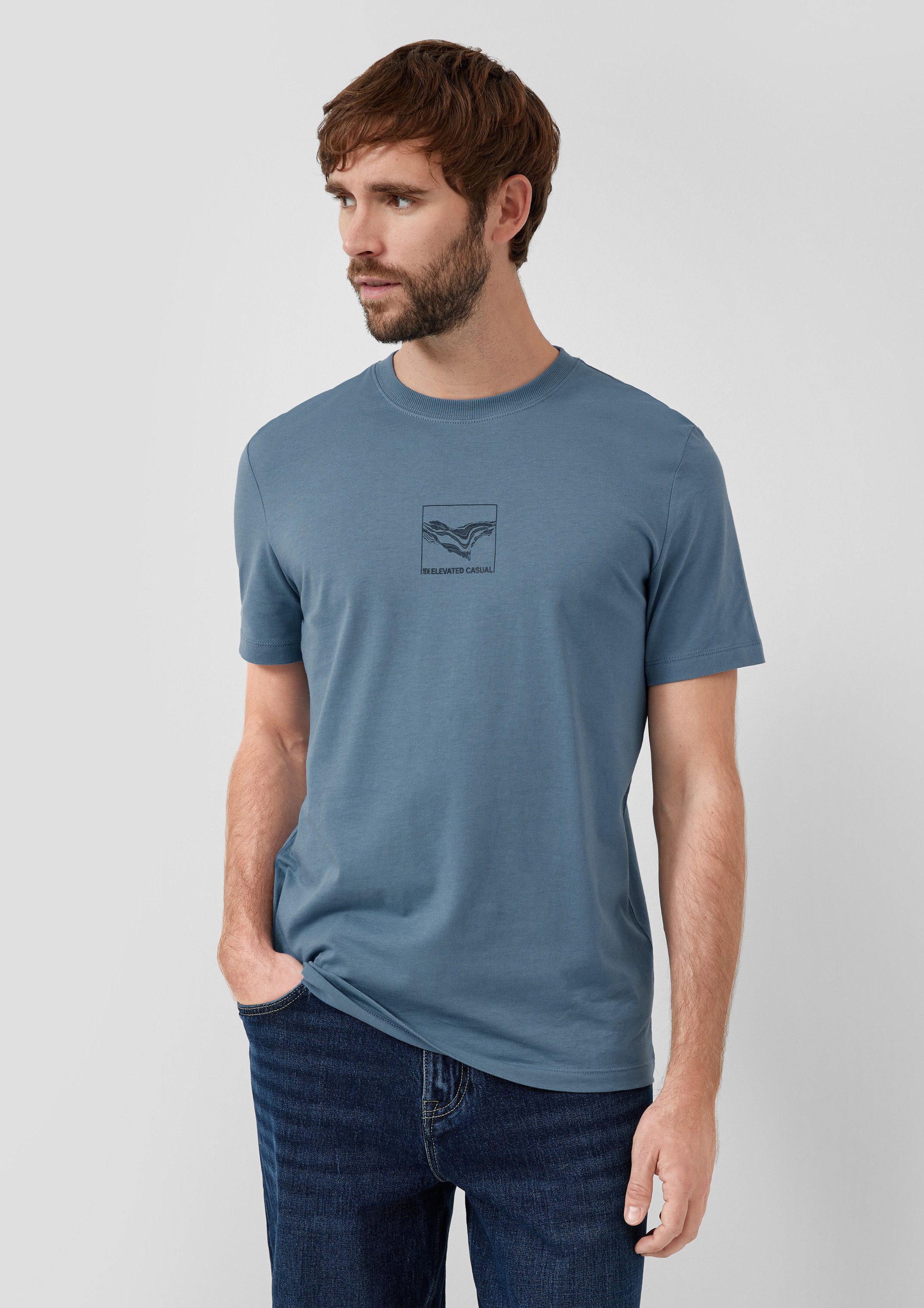 s.Oliver Kurzarmshirt T-Shirt Baumwoll-T-Shirt mit Crew Neck und Front-Prin günstig online kaufen