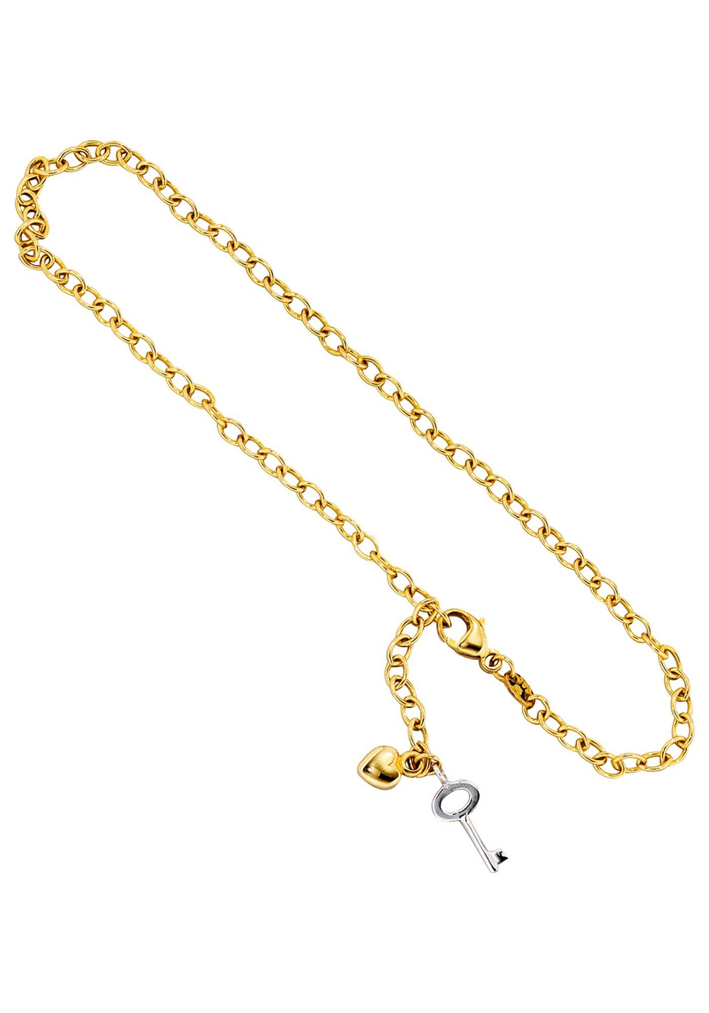 JOBO Fußkette Schlüssel Herz, 585 Gold...
