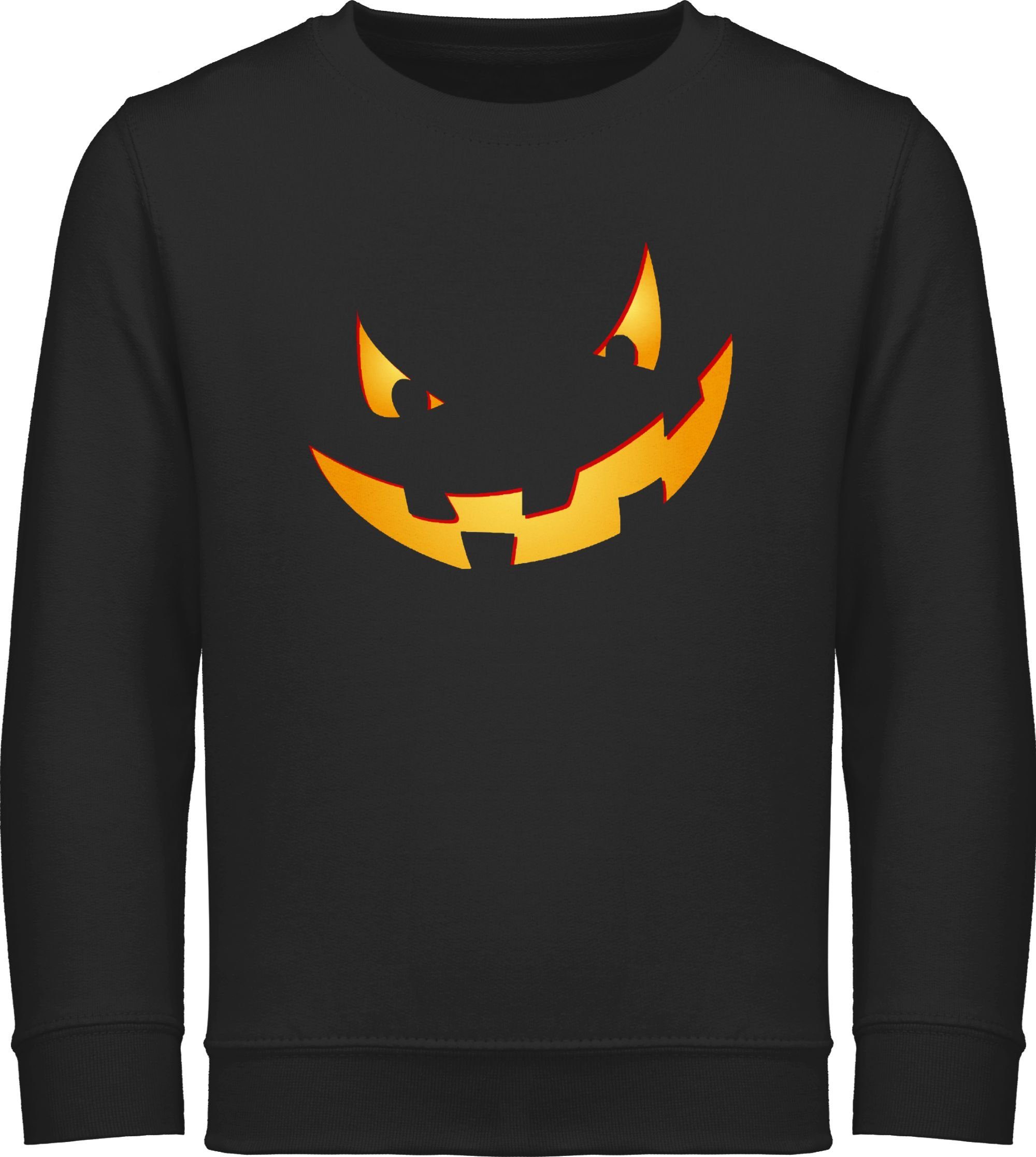 Shirtracer Sweatshirt Kürbisgesicht Pumpkin Gruselig Halloween Kostüme für Kinder 1 Schwarz