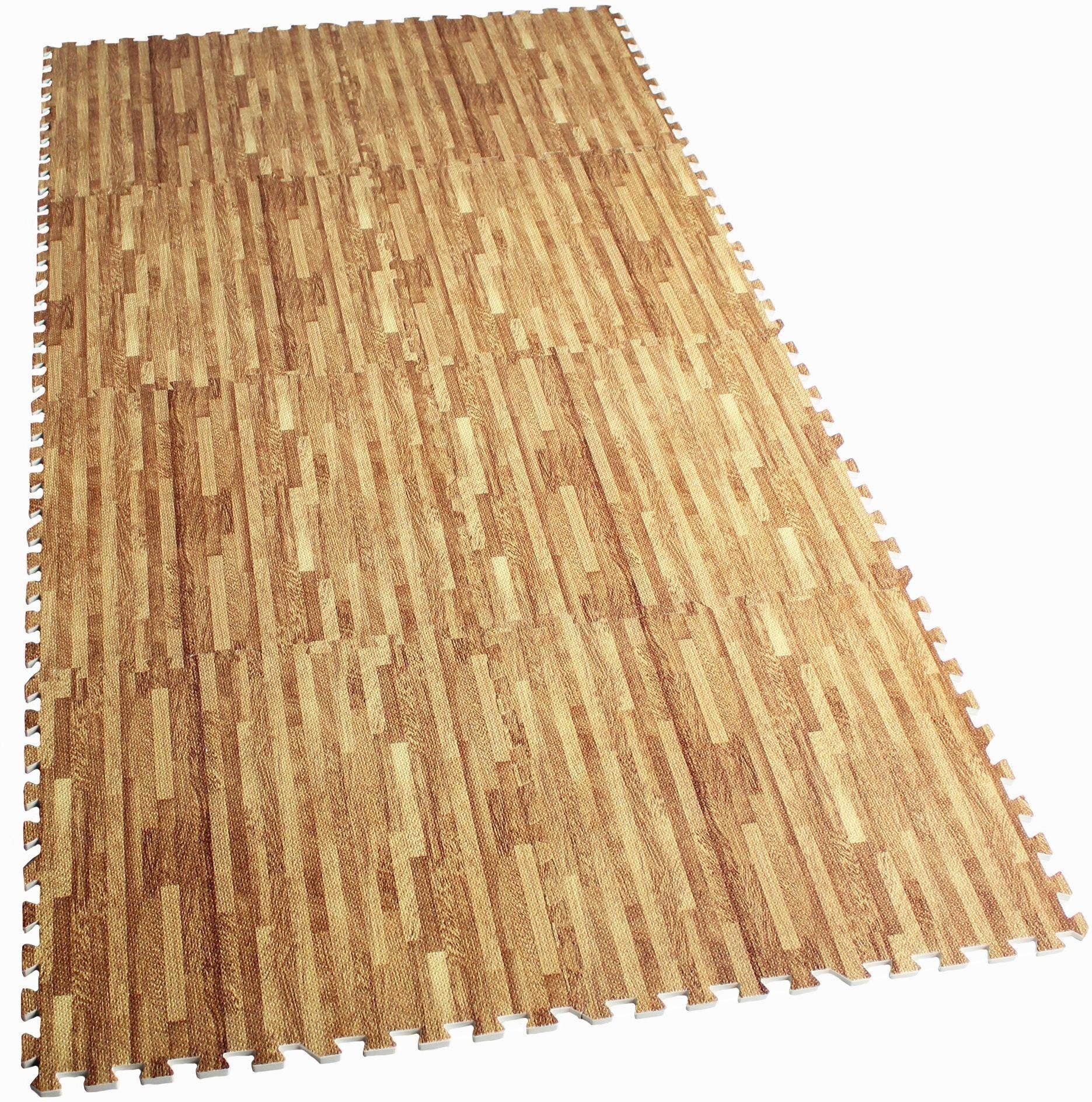 Ist in Mode GORILLA SPORTS Bodenschutzmatte Schutzmattenset mit acht Set, 8-St. Teilen Holzoptik