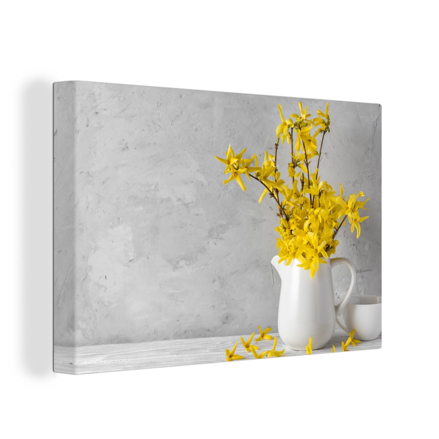 OneMillionCanvasses® Leinwandbild Blumen - - St), 30x20 (1 Leinwandbilder, Aufhängefertig, Stilleben, Wanddeko, Wandbild cm Gelb