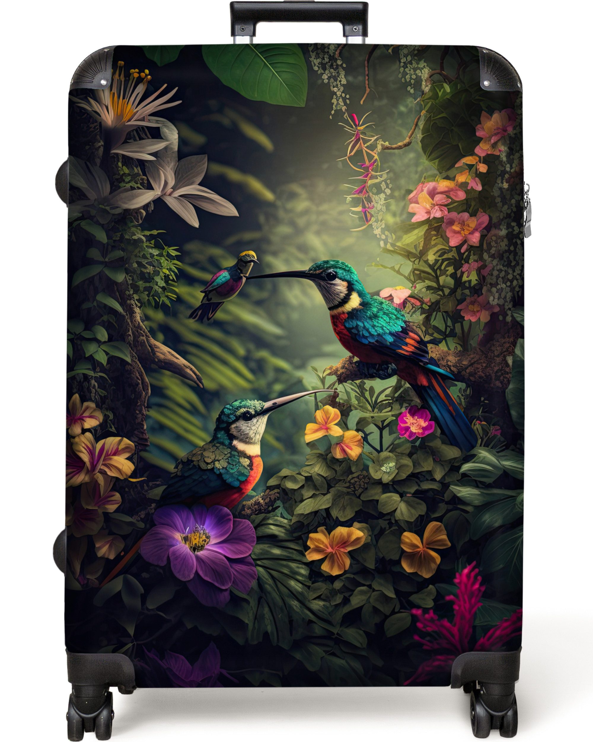 NoBoringSuitcases.com© Hartschalen-Trolley Blumen - Vogel - günstig online kaufen