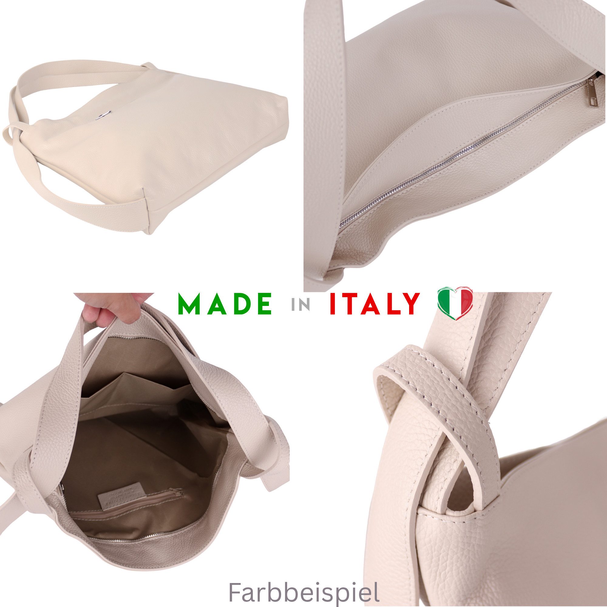 MIRROSI Beuteltasche aus Echtleder, Made in Italy, Shopper Tasche auch als Rucksack 2 in 1, Tragetasche (47x37x9cm) mit viel Stauraum