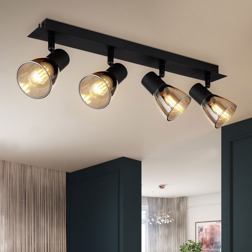etc-shop LED Deckenspot, Deckenleuchte Wohnzimmerleuchte Strahler beweglich Metall Holz schwarz