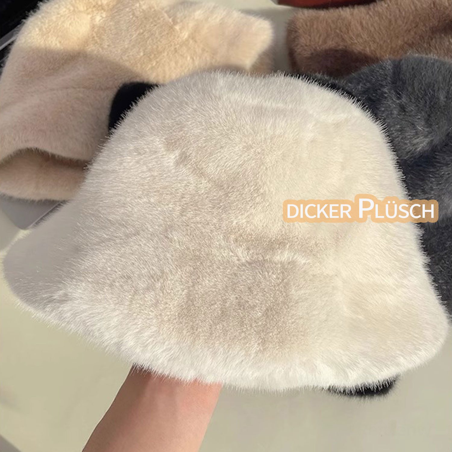 Refttenw Skimütze Verstellbarer warmer Winter-Bucket-Hut aus Fleece, Damenmütze