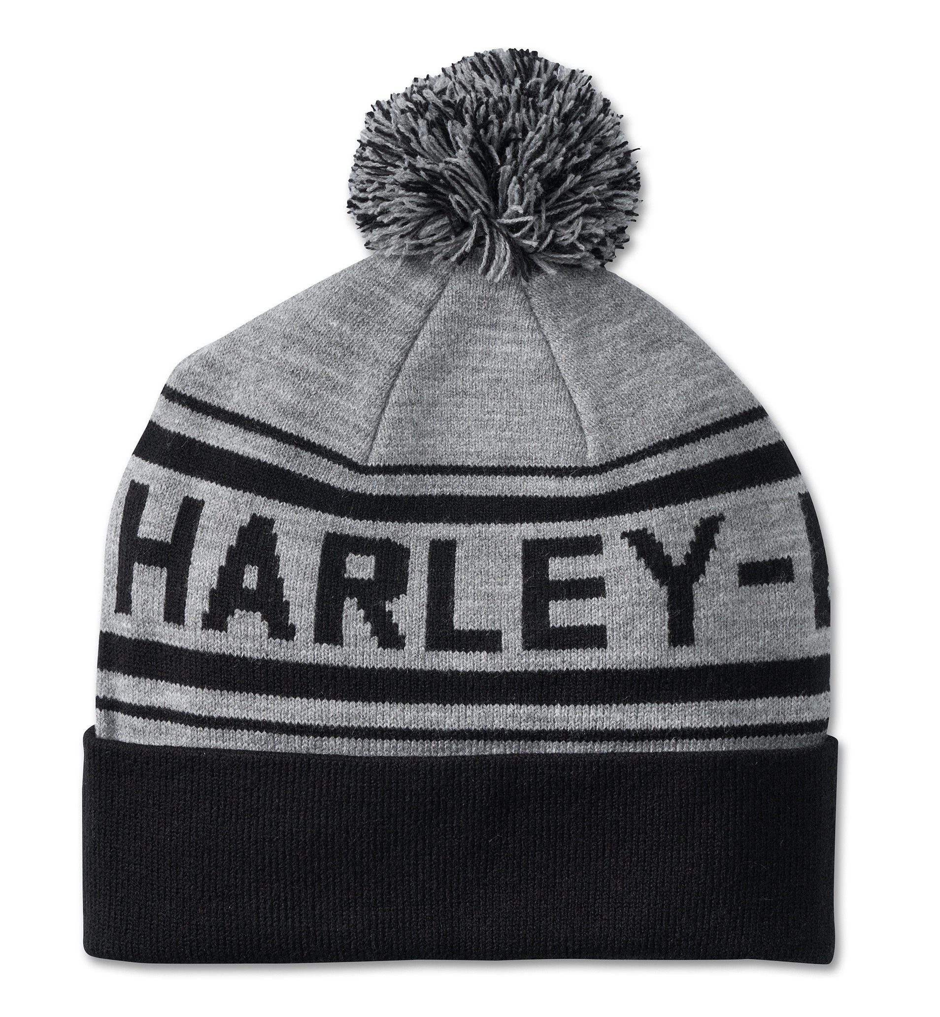 HARLEY-DAVIDSON Beanie Combustion Pom Beanie Medium Grey Heather Bommelmütze Strickbommel