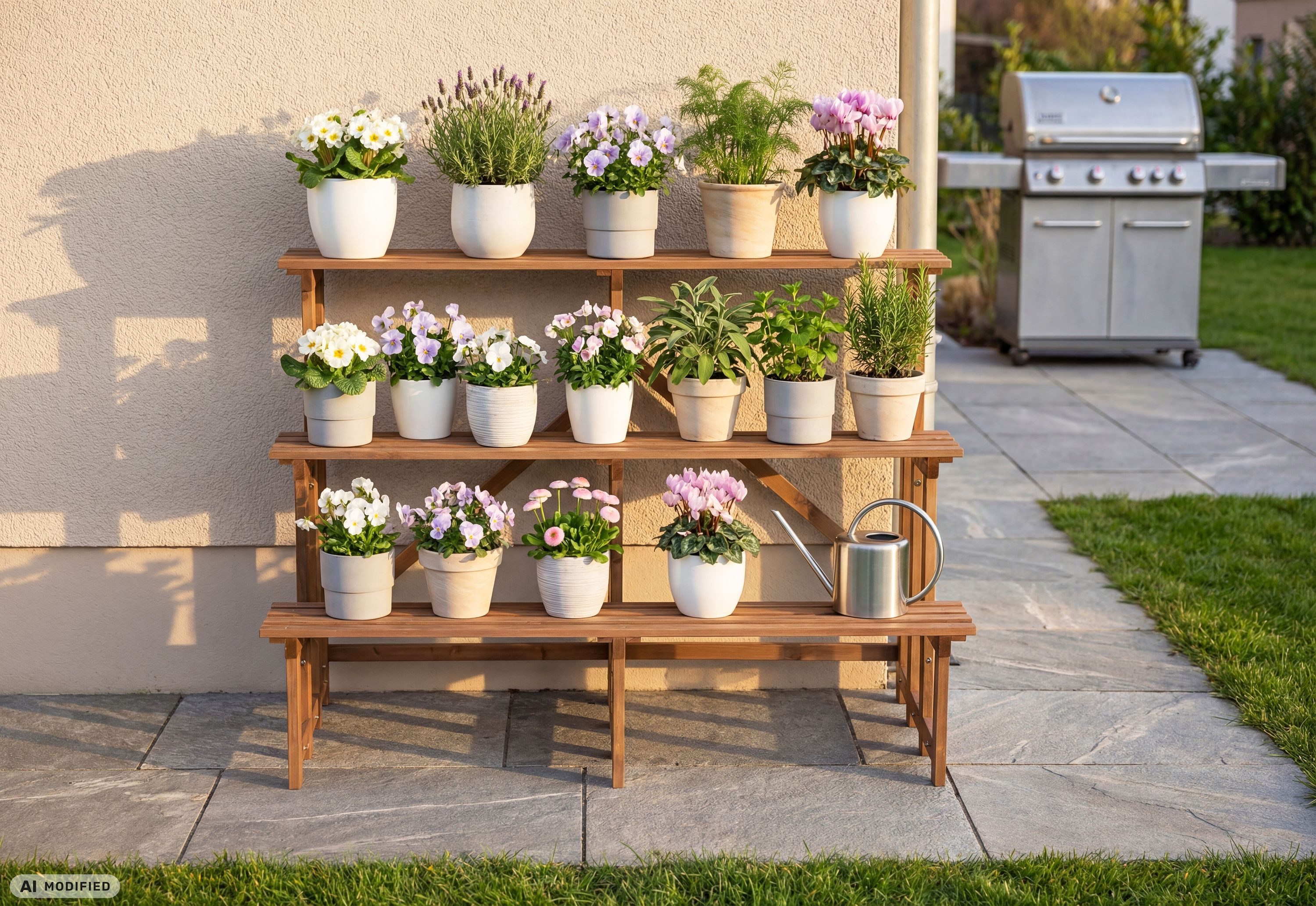 needs&wants® Blumenständer Pflanzentreppe Pflanzenständer Blumentreppe Pflanzenregal Blumenregal, Outdoor Indoor Balkon draußen Blumenleiter Pflanzleiter Pflanz – Bild 5 von 5