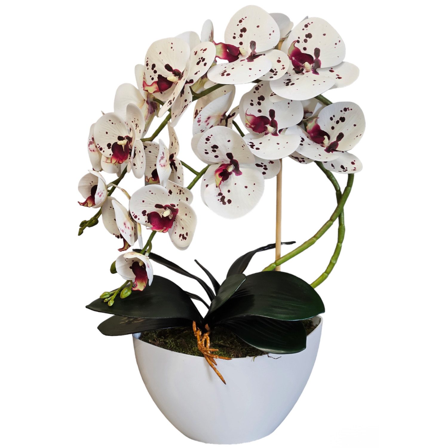 Kunstorchidee Künstliche Orchidee im Topf Kunstblumen Kunstpflanzen 50 cm, damich, Höhe 50 cm, Künstliche Orchidee im Topf 50 cm