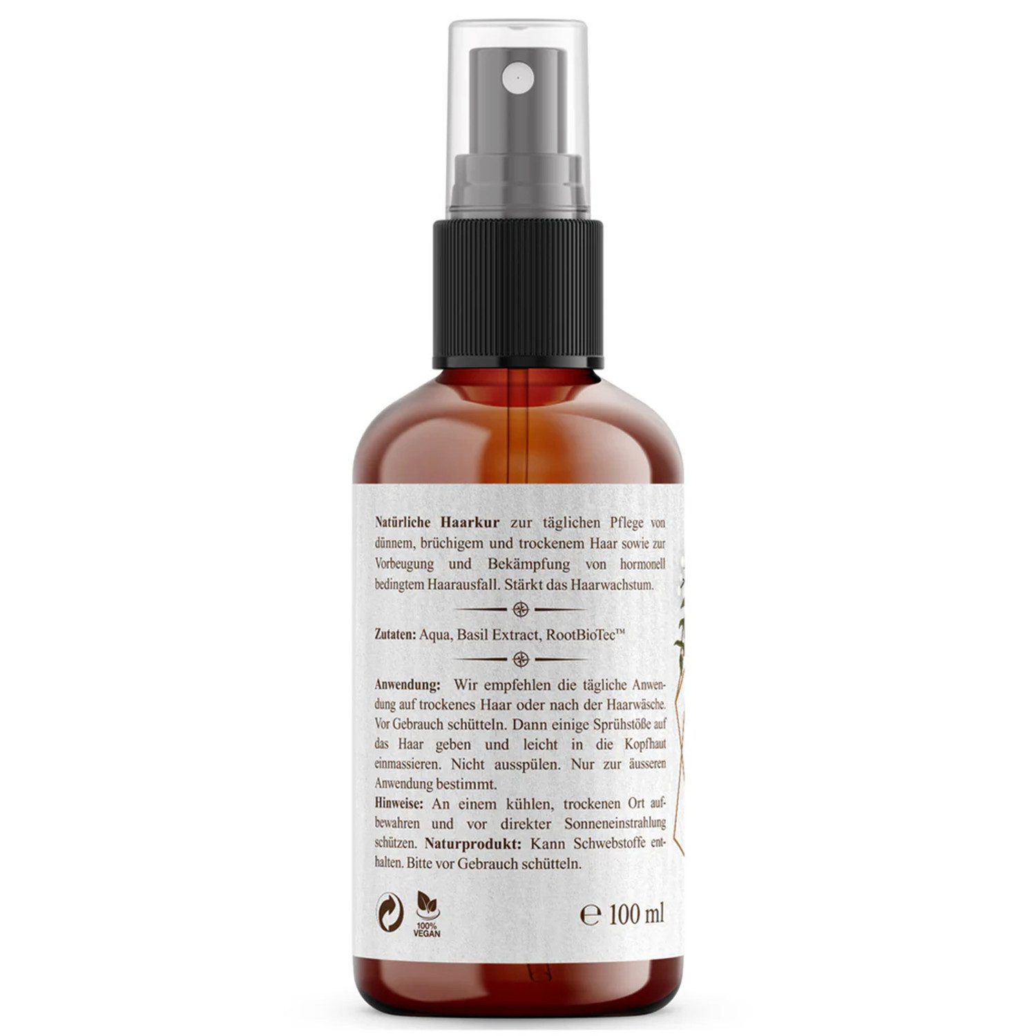 Nordic Pure® Haarserum Nordic Pure Basilikum-Extrakt mit RootBioTec™, Natürliche Haarkur für dünnes & brüchiges Haar für mehr Fülle und Vitalität