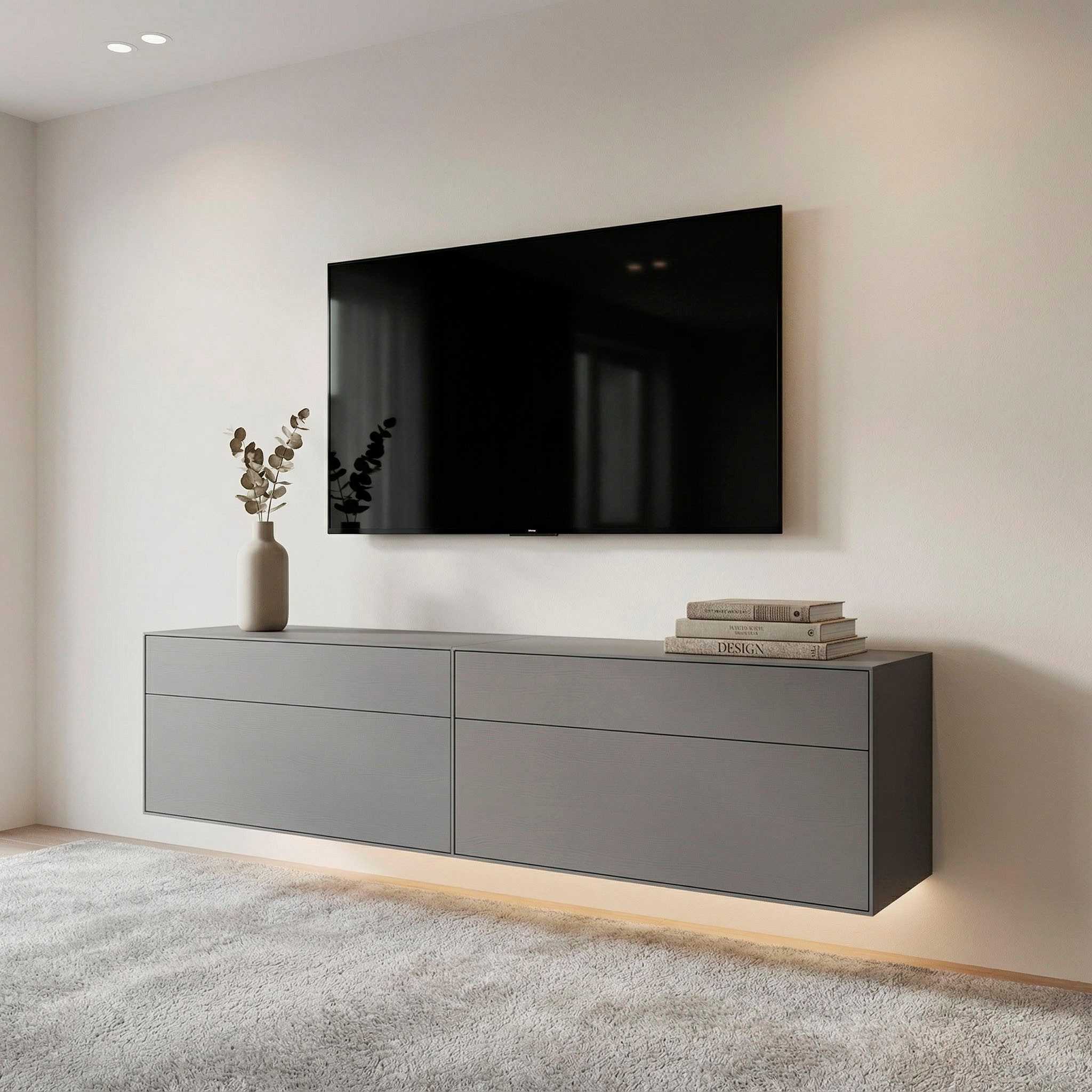 LeGer Home by Lena Gercke Lowboard Essentials, TV-Board, TV-Kommode, TV-Schrank, TV-Möbel (2 St), Breite: 222 cm, UV lackiert, Push-to-open-Funktion