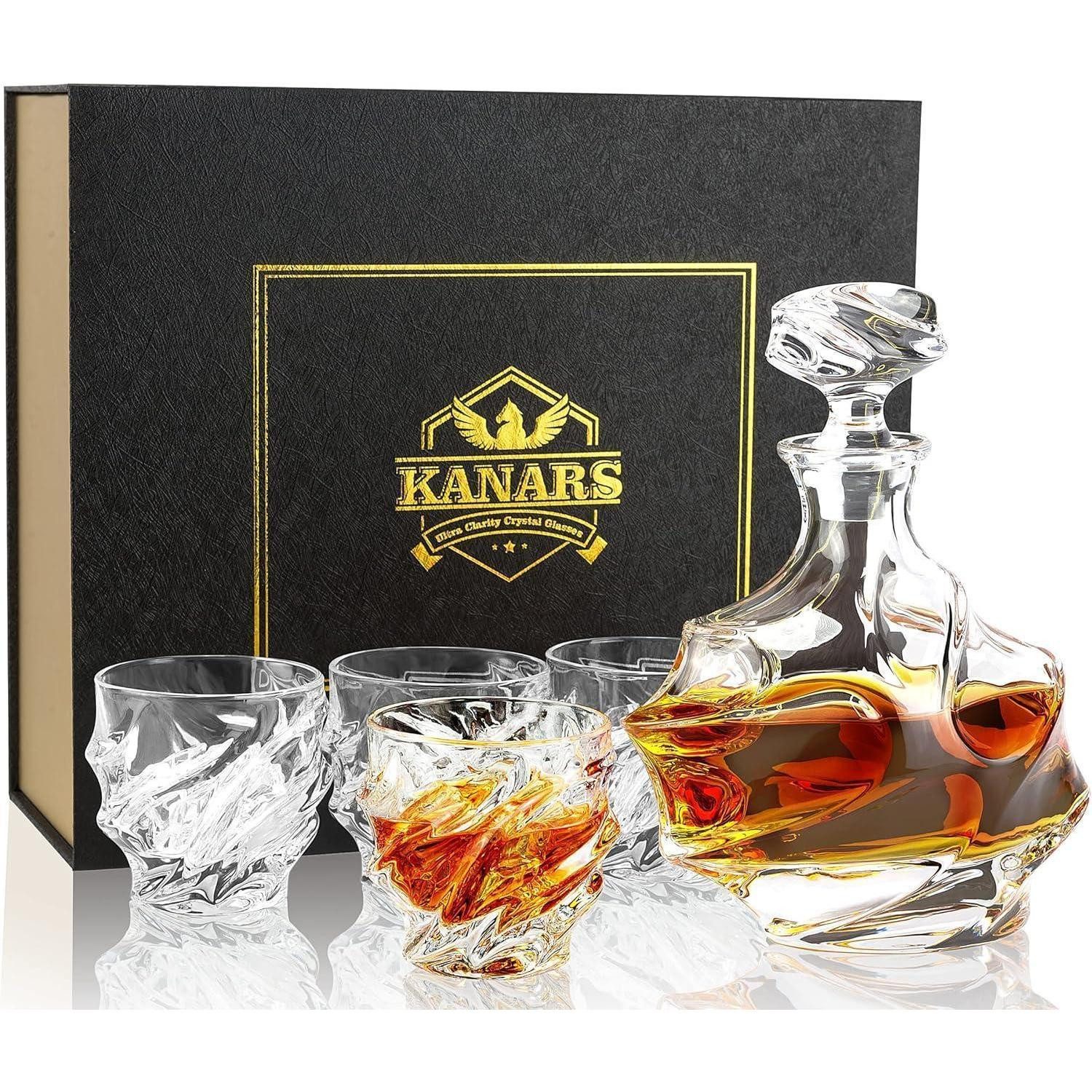 LuxusKollektion Стекло-Set Whisky Karaffe und Стекло Set 750 ml 5-teilig transparentKristallglas