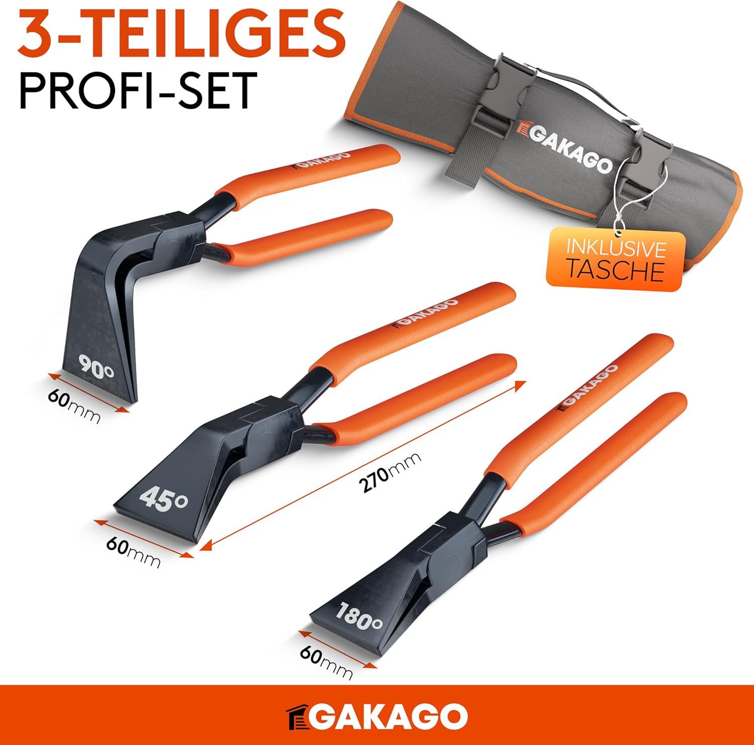 Gakago Zangenset Falzzangen-Set 3-teilig, 3-tlg.