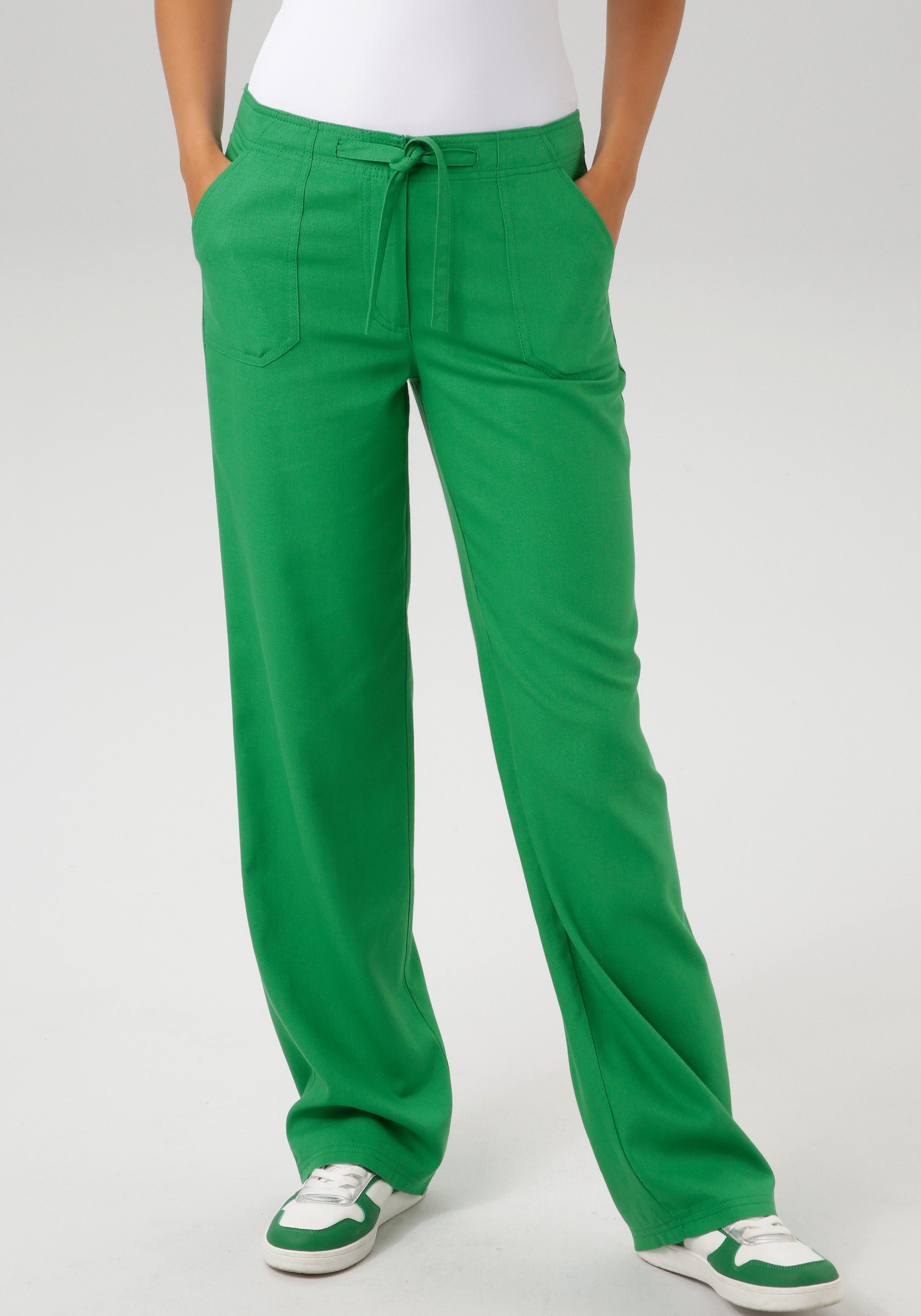 Aniston CASUAL Leinenhose mit Bindeband