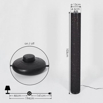 hofstein Stehlampe »Laerru« runde Bodenlampe aus Metall/Stoff in Schwarz/Kupferfarben, 3000 Kelvin, Standlampe mit Fußschalter und Glitzer-Effekt, 800 Lumen