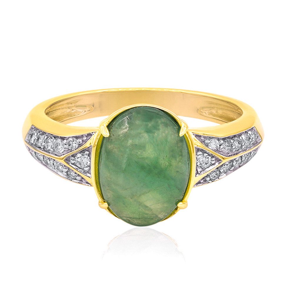 Cavill Diamantring 9K Gelbgold Damenring mit 2,52 ct grünem Jadeit & Diamanten (1-tlg)