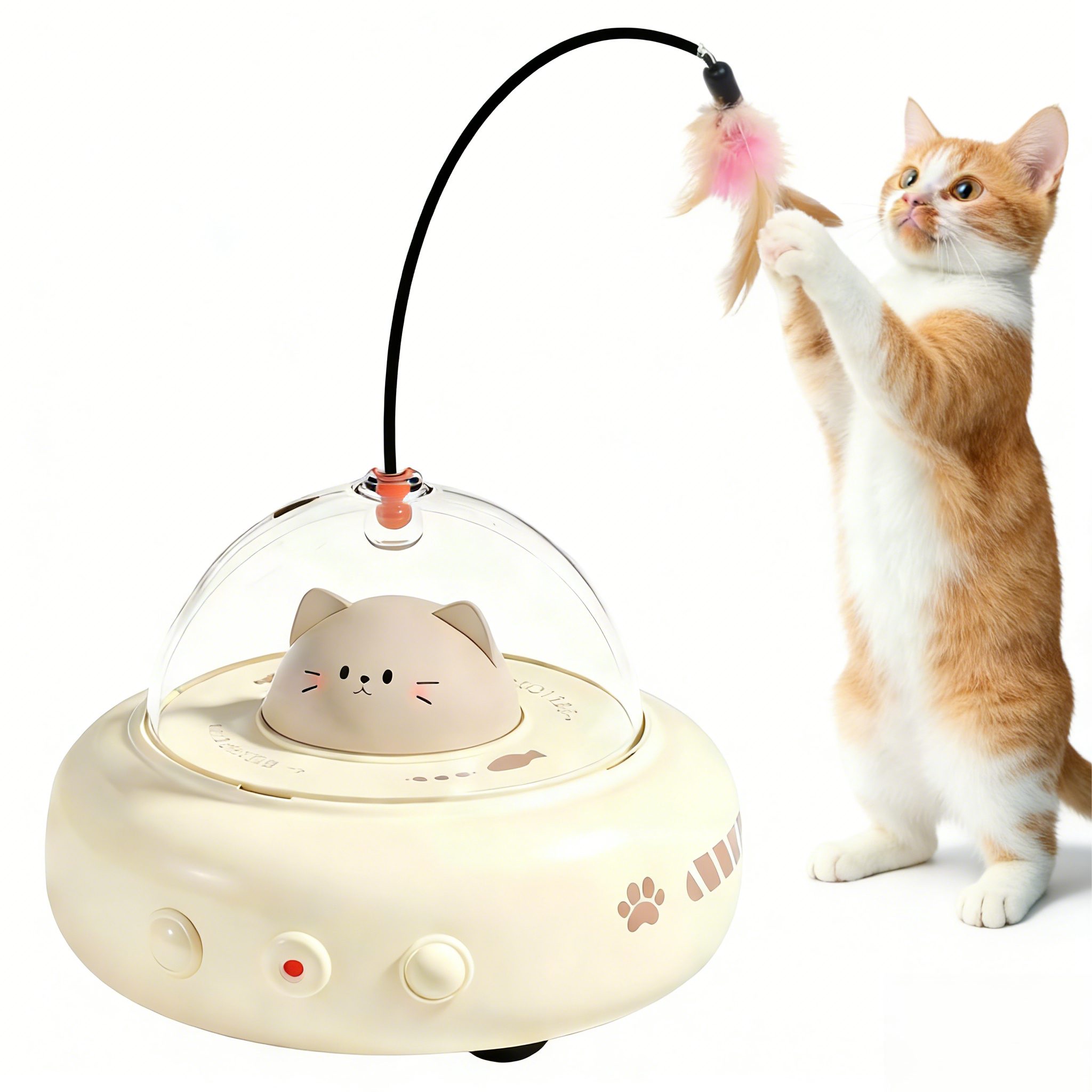 Toomoke Tier-Intelligenzspielzeug elektrisches Katzenspielzeug, Katzen-Teaser, Laser-Spielzeug, Beschäftigungsspielzeug für Katzen mit Federstab
