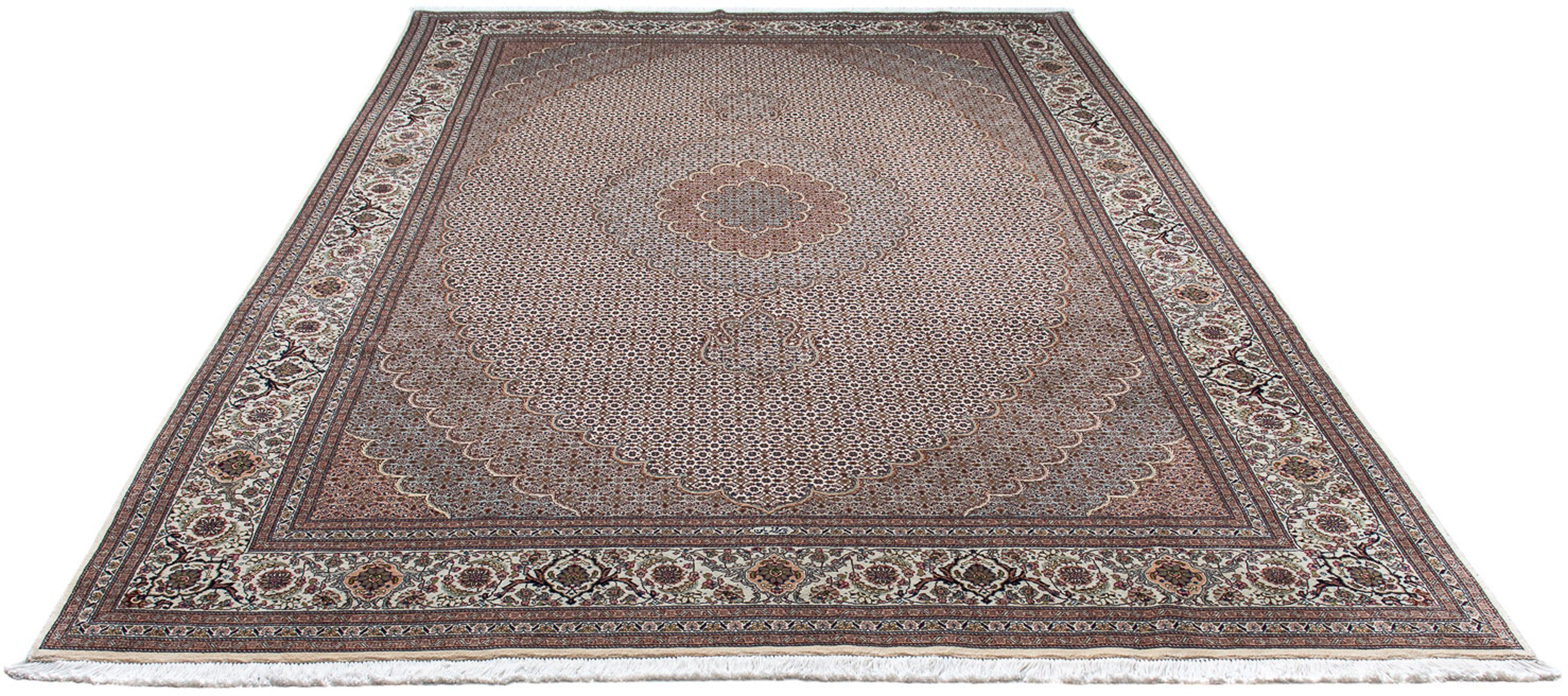 Orientteppich Perser - Täbriz - 305 x 202 cm - beige, morgenland, rechteckig, Höhe: 10 mm, Wohnzimmer, Handgeknüpft, Einzelstück mit Zertifikat