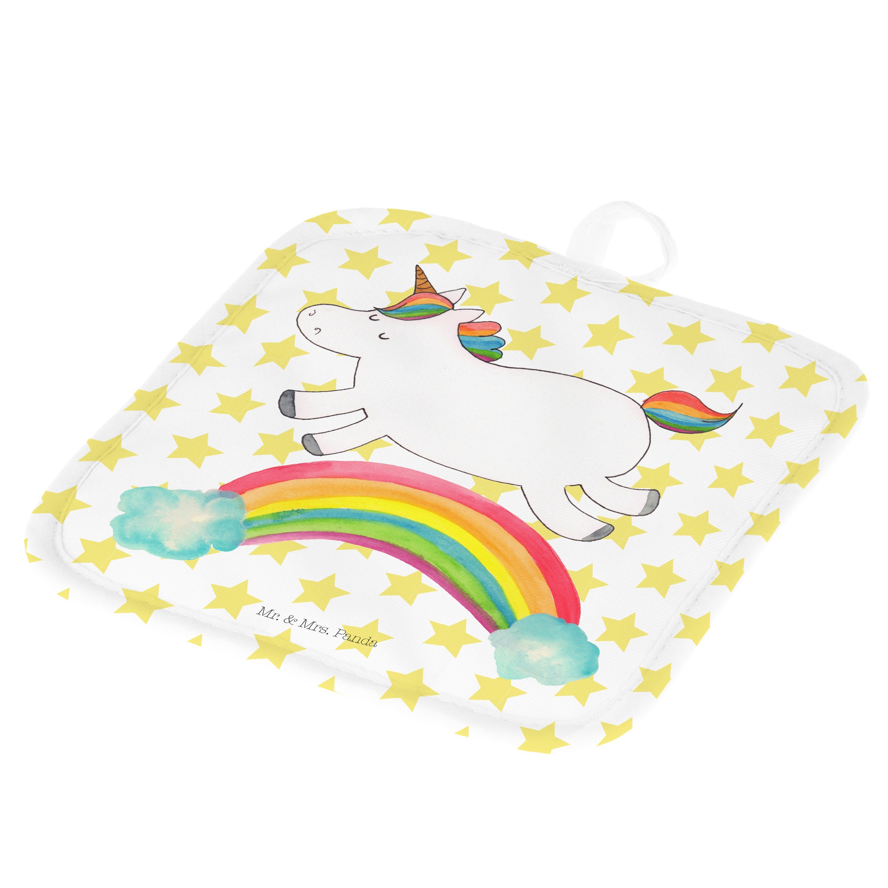 Panda Topflappen & Einhorn Deko, - (1-tlg) Regenbogen Einhorn Geschenk, Weiß Topfuntersetzer, Mrs. - Mr.