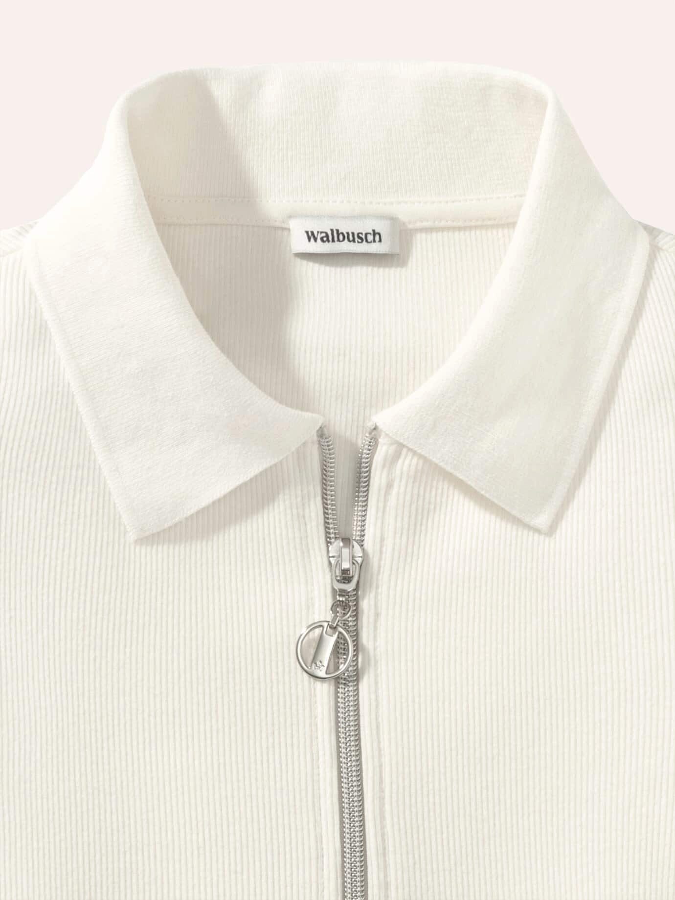Walbusch Poloshirt Damen Rippenpolo Zip&Go Wärmendes Shirt Langarm Pflegeleicht Angeraute Baumwollmischung, weich auf der Haut, Polokragen mit RV