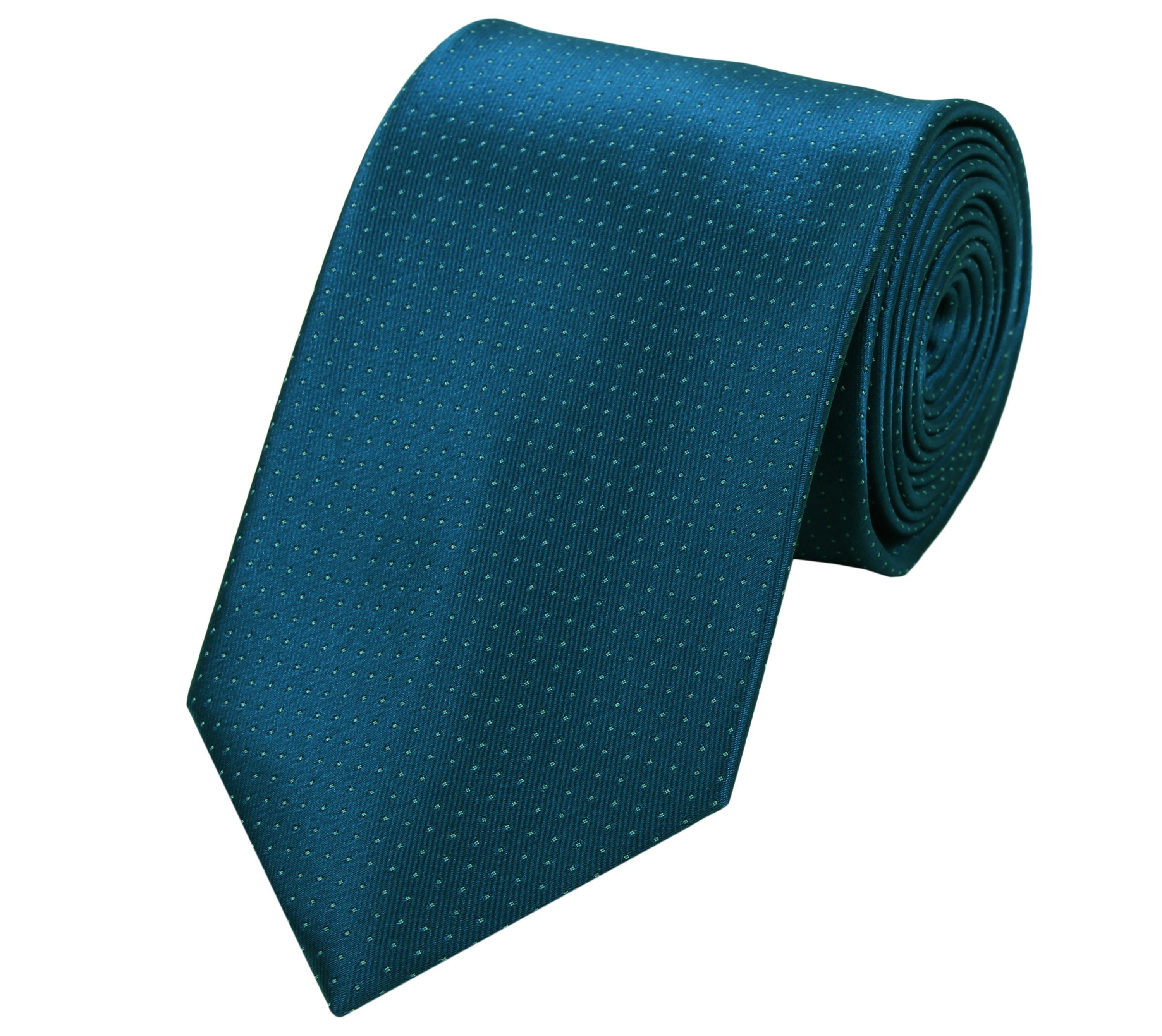 Fabio Farini Krawatte verschiedene Herren Krawatten - Schlips mit Punkten in 8cm Breite (ohne Box, Gepunktet) Breit (8cm), Petrol (Grün)