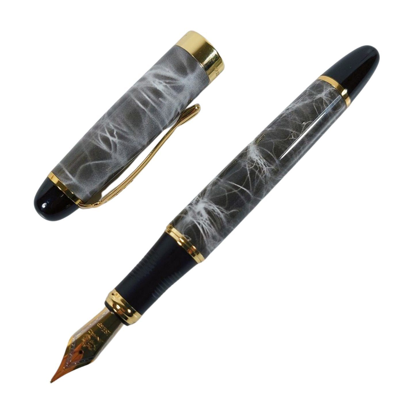 Ware aus aller Welt Füllfederhalter Edler Kolbenfüller Stahlfeder vergoldet mit Stiftetui, (1-tlg)