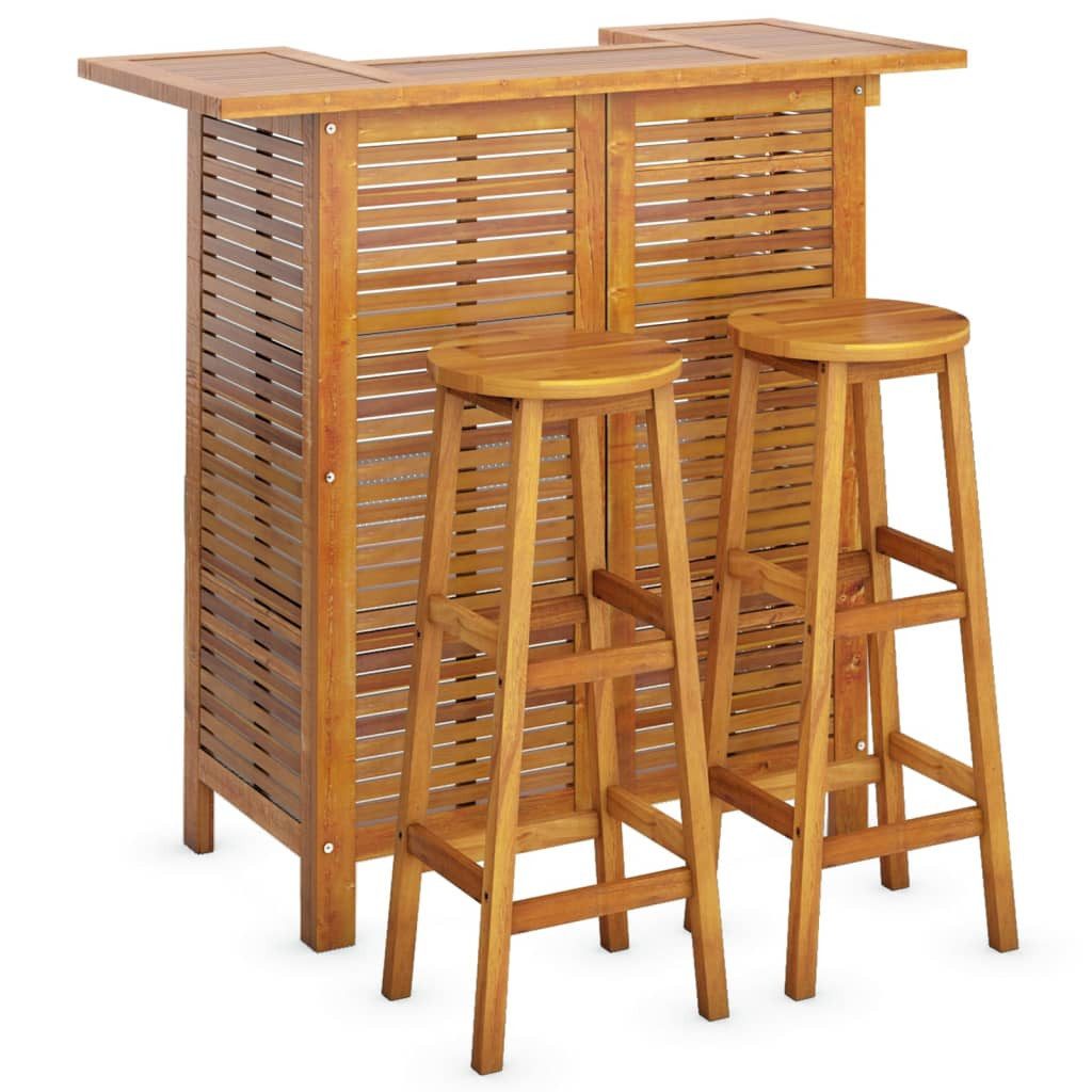 vidaXL Gartenlounge-Set 3-tlg. Gartenbar-Set Massivholz, (2-tlg)