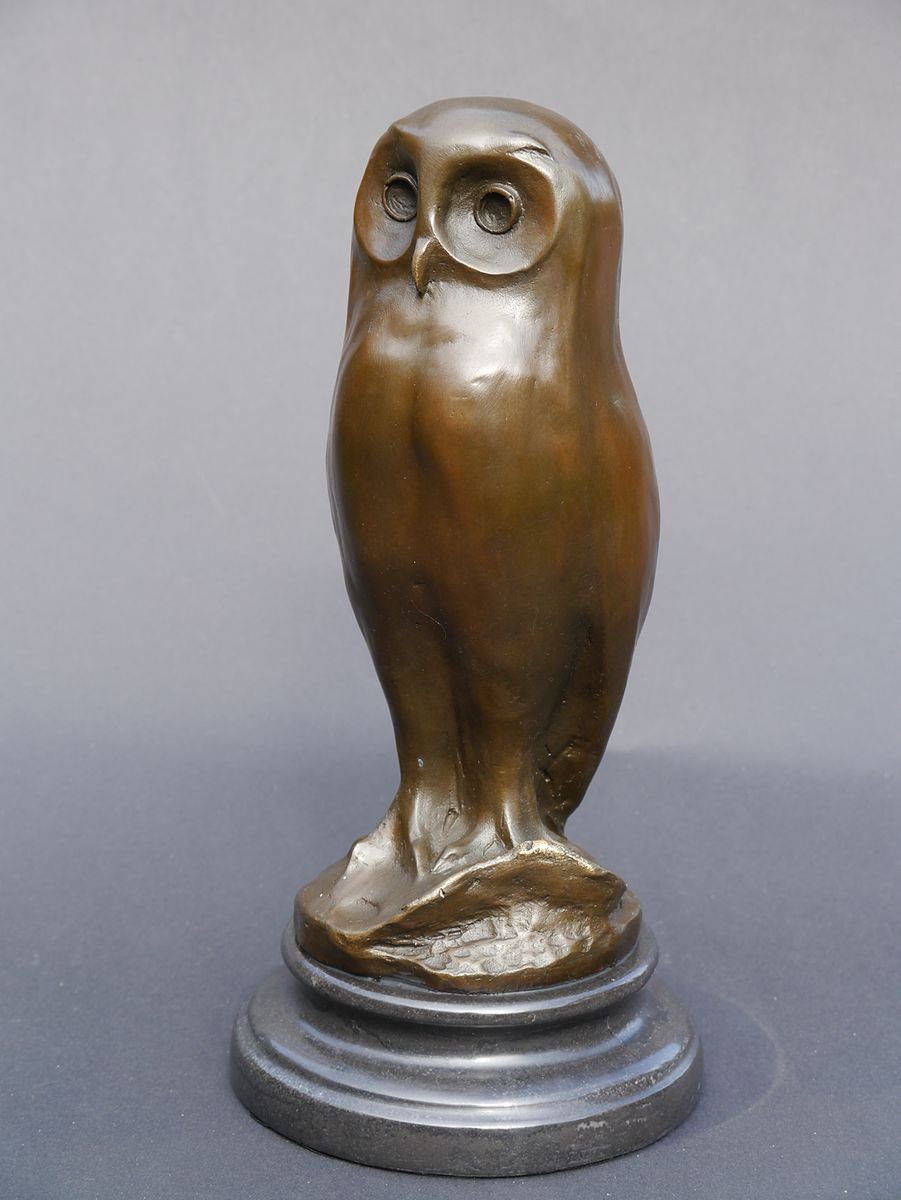 AFG Tierfigur Bronze Eule stehenden Skulptur Figur Vogel einer