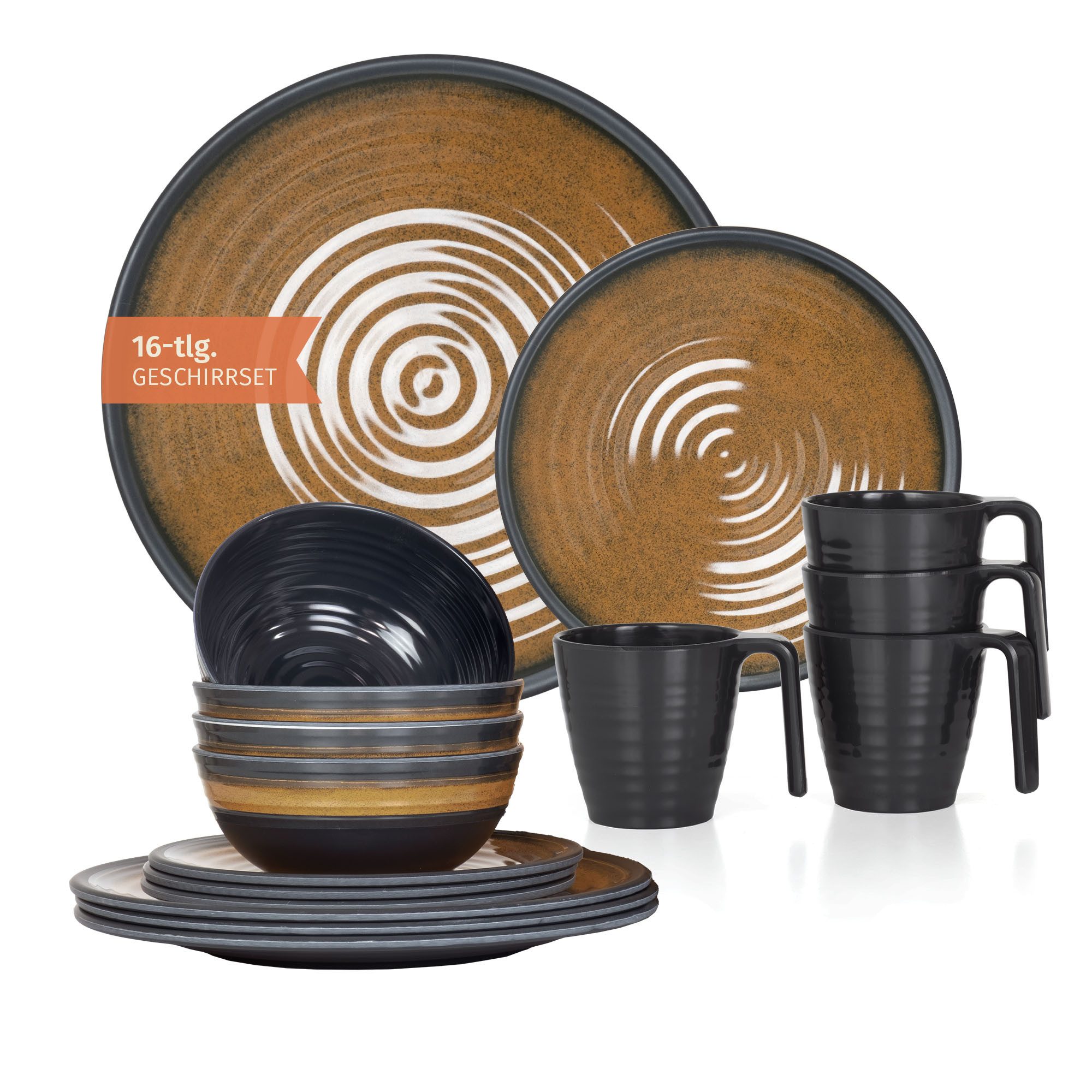 Moritz Geschirr-Set Camping Geschirr Stone Curry Geschirr 16 tlg.