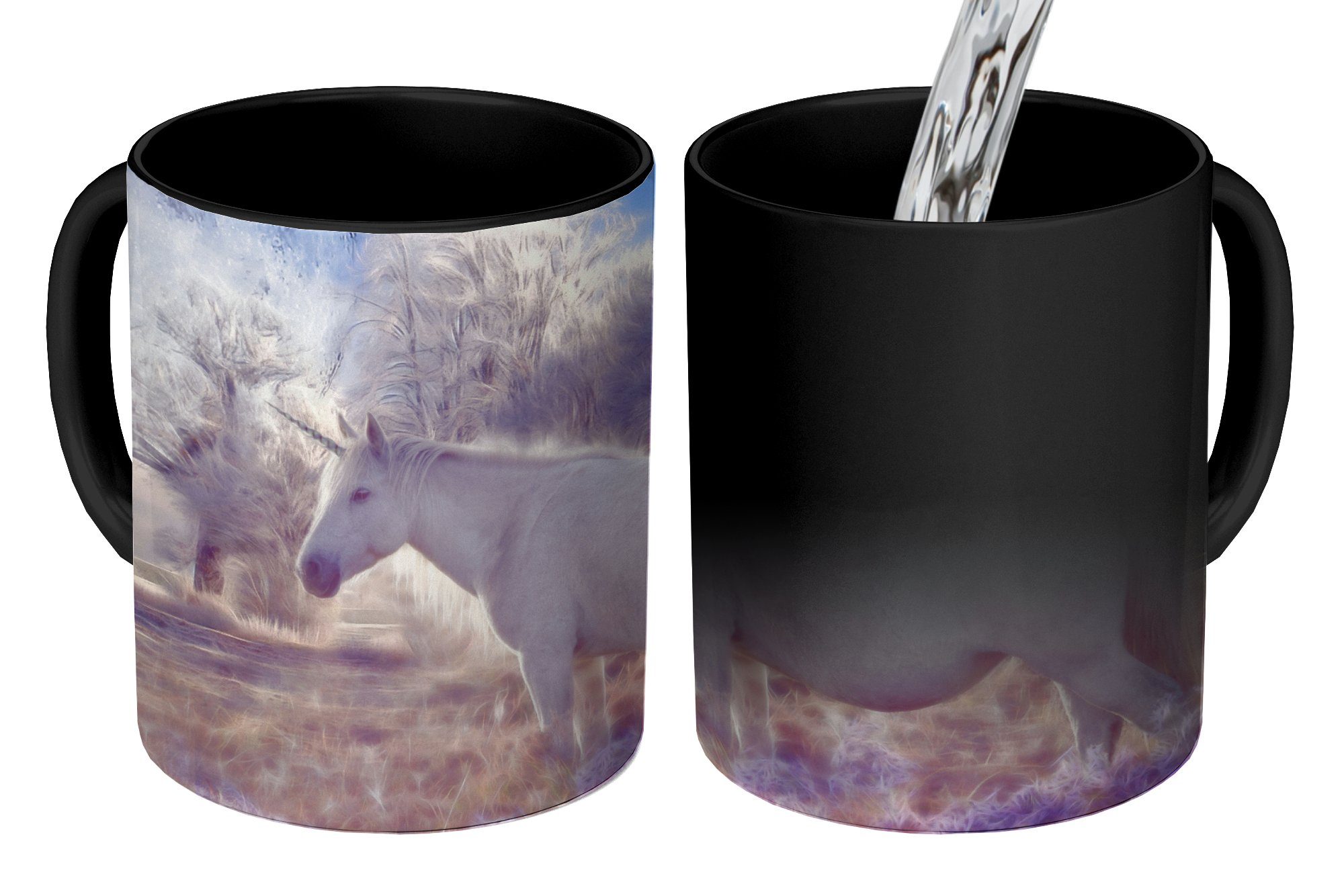 MuchoWow Tasse Zusammengesetzte Fantasiestatue eines Einhorns, Keramik, Farbwechsel, Kaffeetassen, Teetasse, Zaubertasse, Geschenk