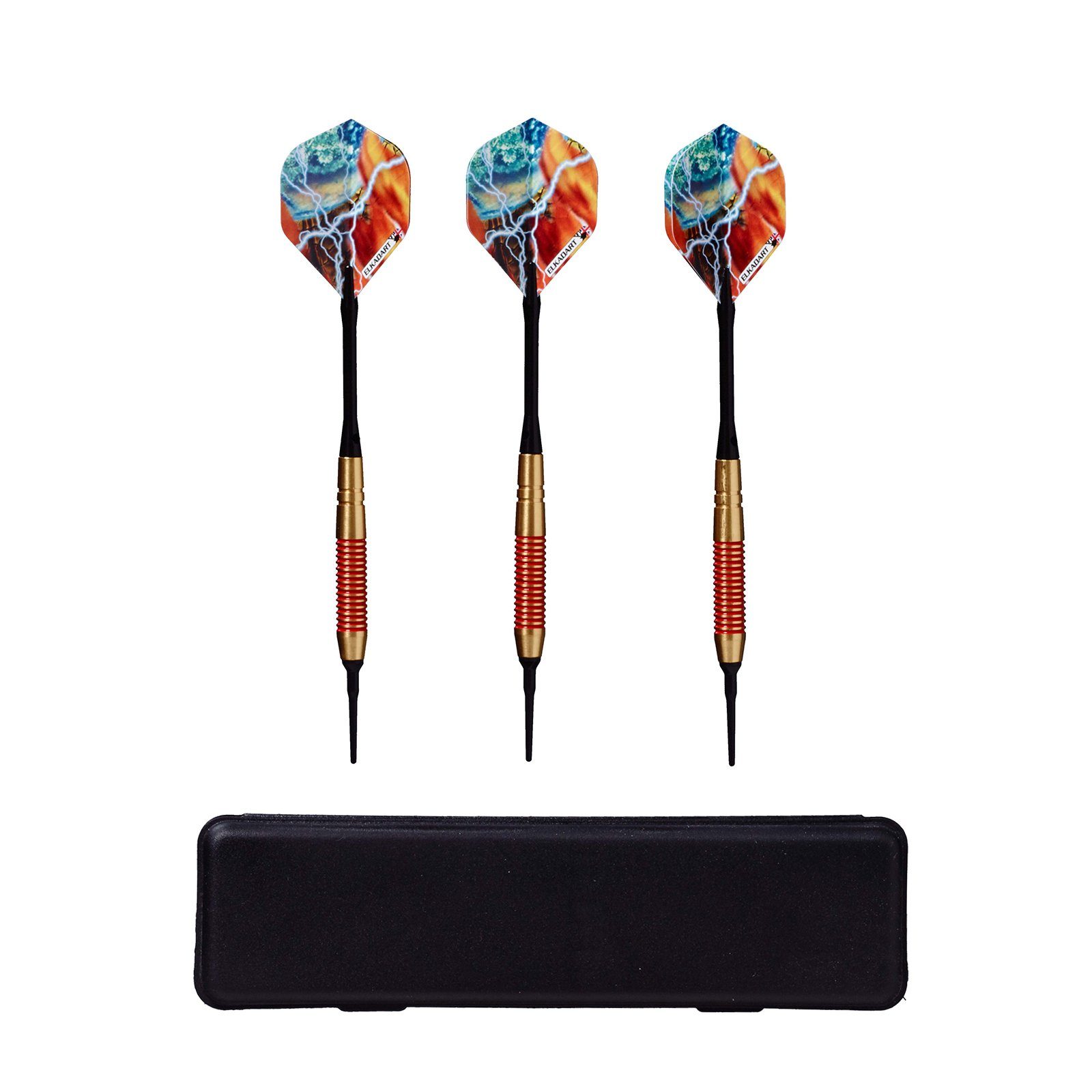 Elkadart Softdarts Dartpfeile Storm, 3 Soft-Tip-Pfeile mit Etui, 16 oder 18 g