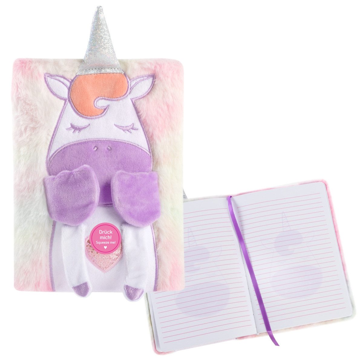 Idena Notizbuch Idena Notizbuch Fluffy Einhorn liniert 80 Blatt 80g/m² DIN A5