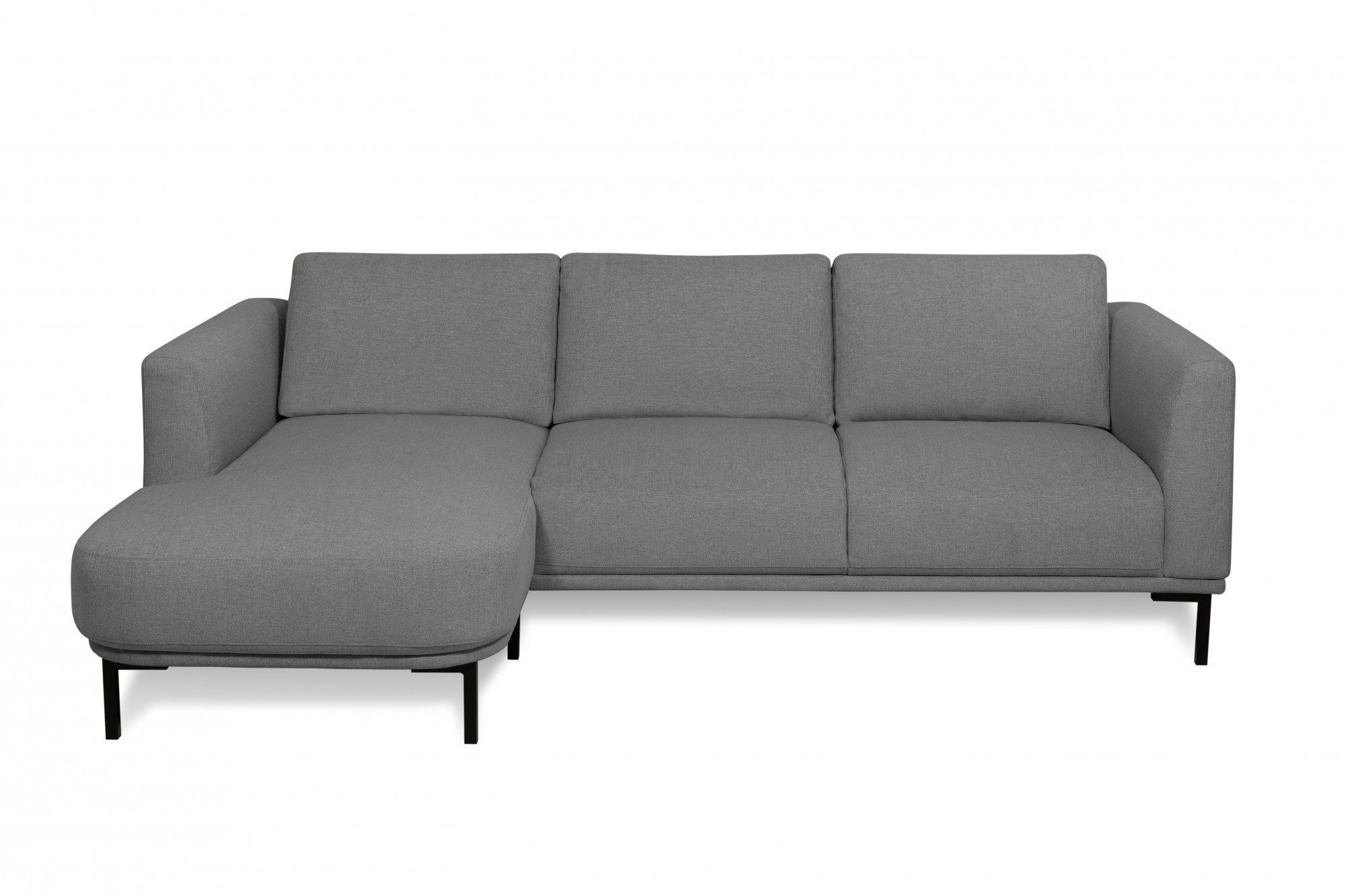 abgerundeter mit weichem in andas Nollund, Chenille-Stoff Ecksofa Recamiere, grey