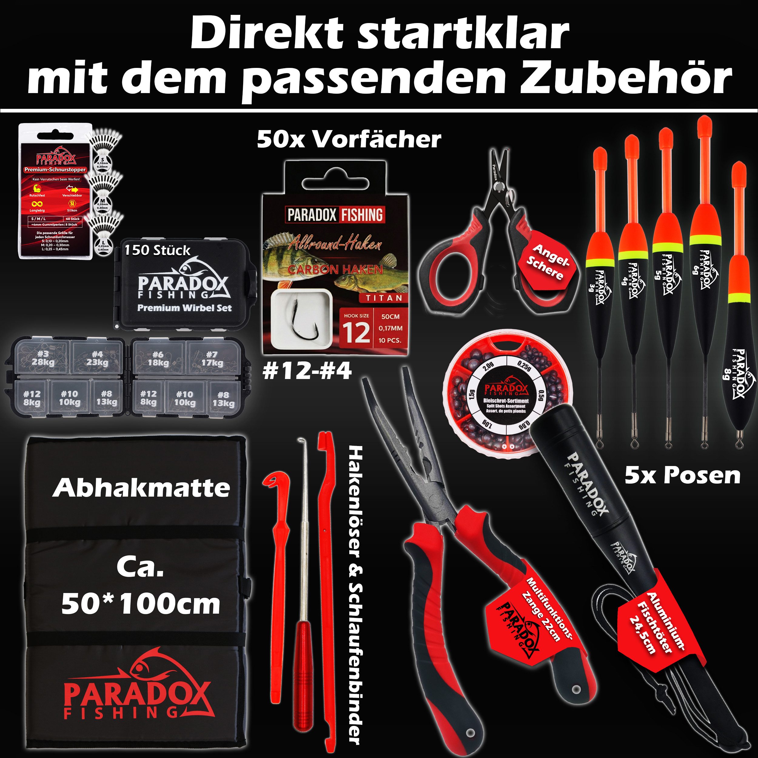 Paradox Fishing Angelrucksack 3-in-1 Multifunktions-Sitzkiepe mit 4 Boxen im Deckel (9-tlg), Zangenhalterung – Bild 2 von 5