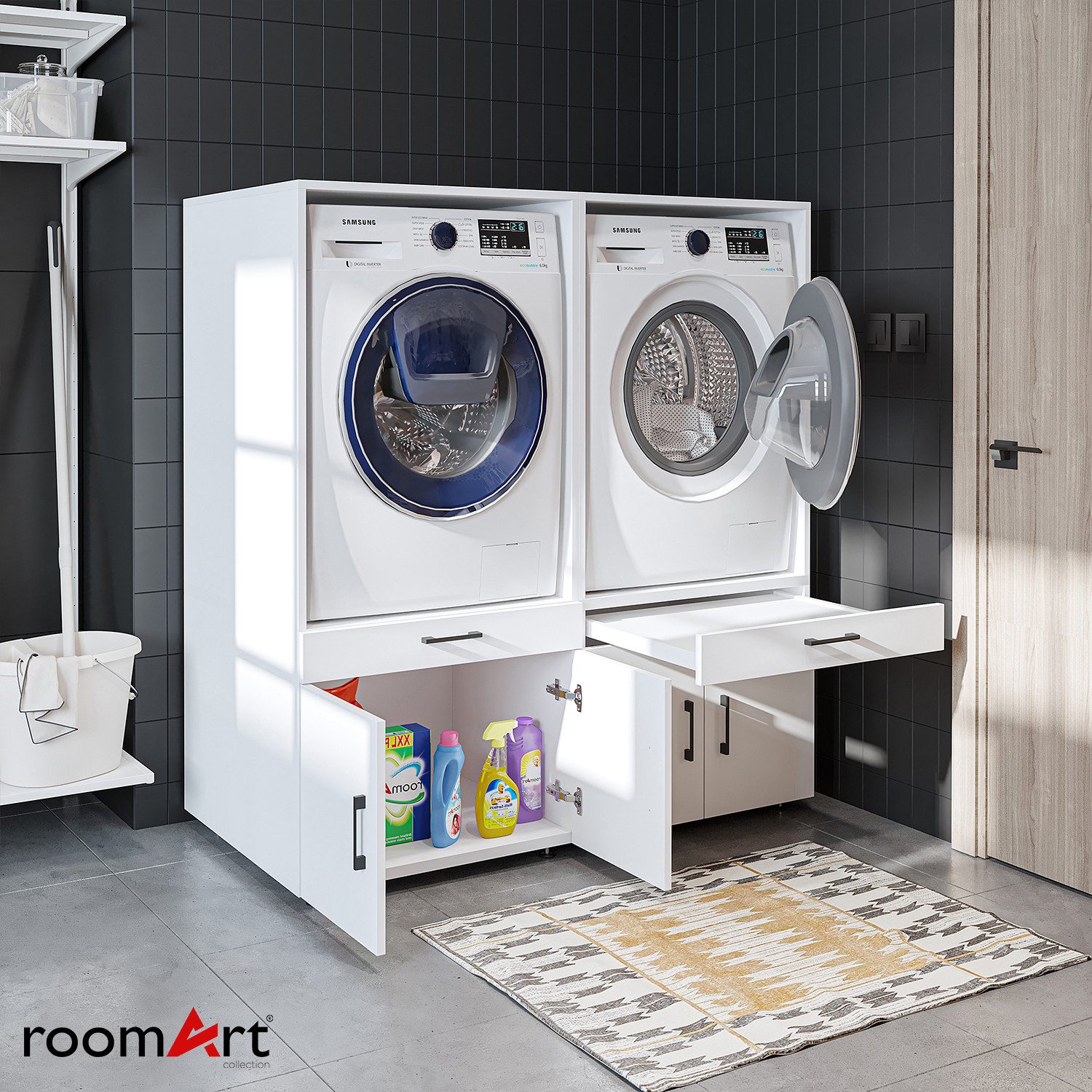 Roomart Waschmaschinenumbauschrank (Waschmaschinenschrank mit Schublade Übe günstig online kaufen