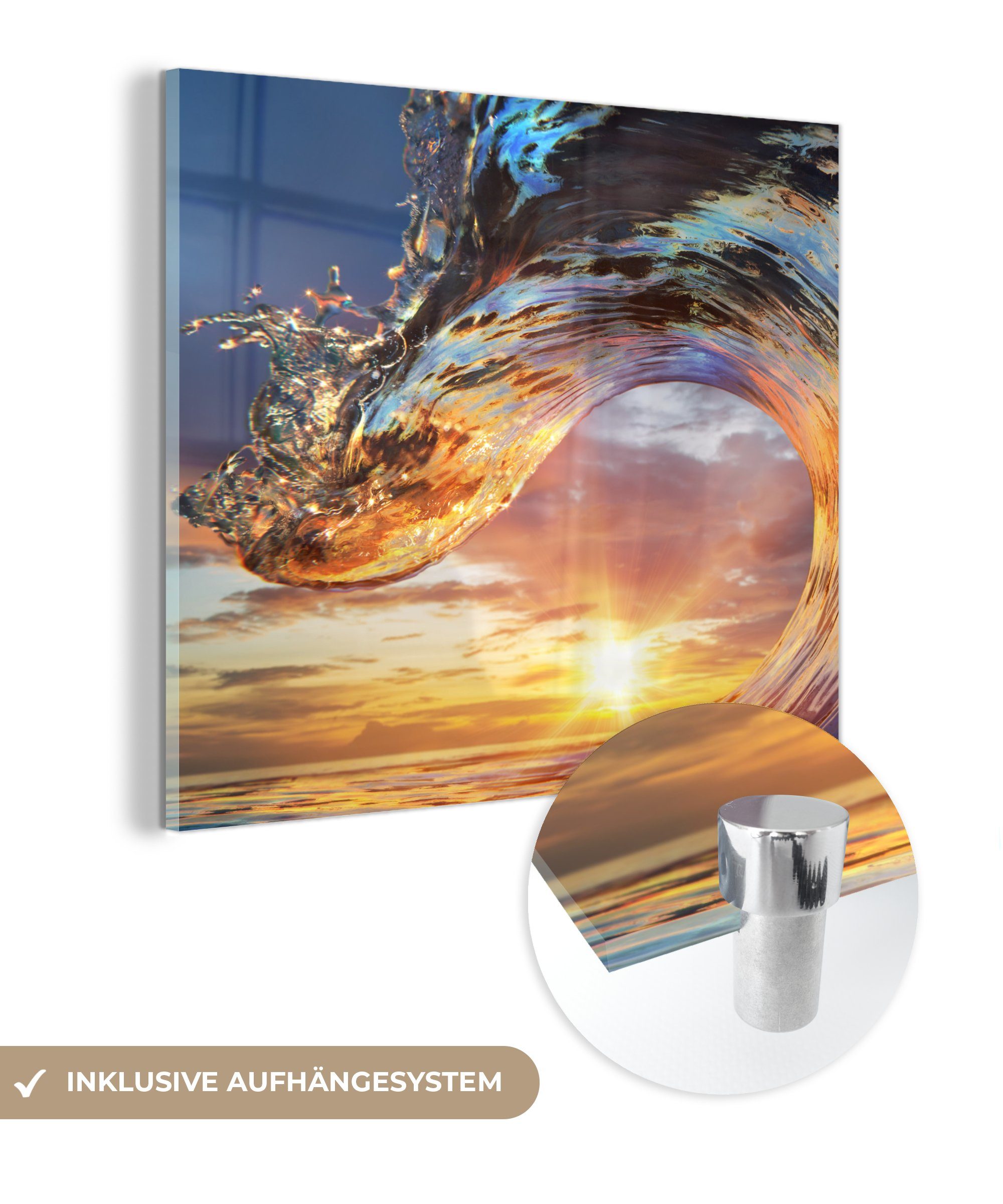 MuchoWow Acrylglasbild Sonne - Meer - Farben, (1 St), Glasbilder - Bilder auf Glas Wandbild - Foto auf Glas - Wanddekoration