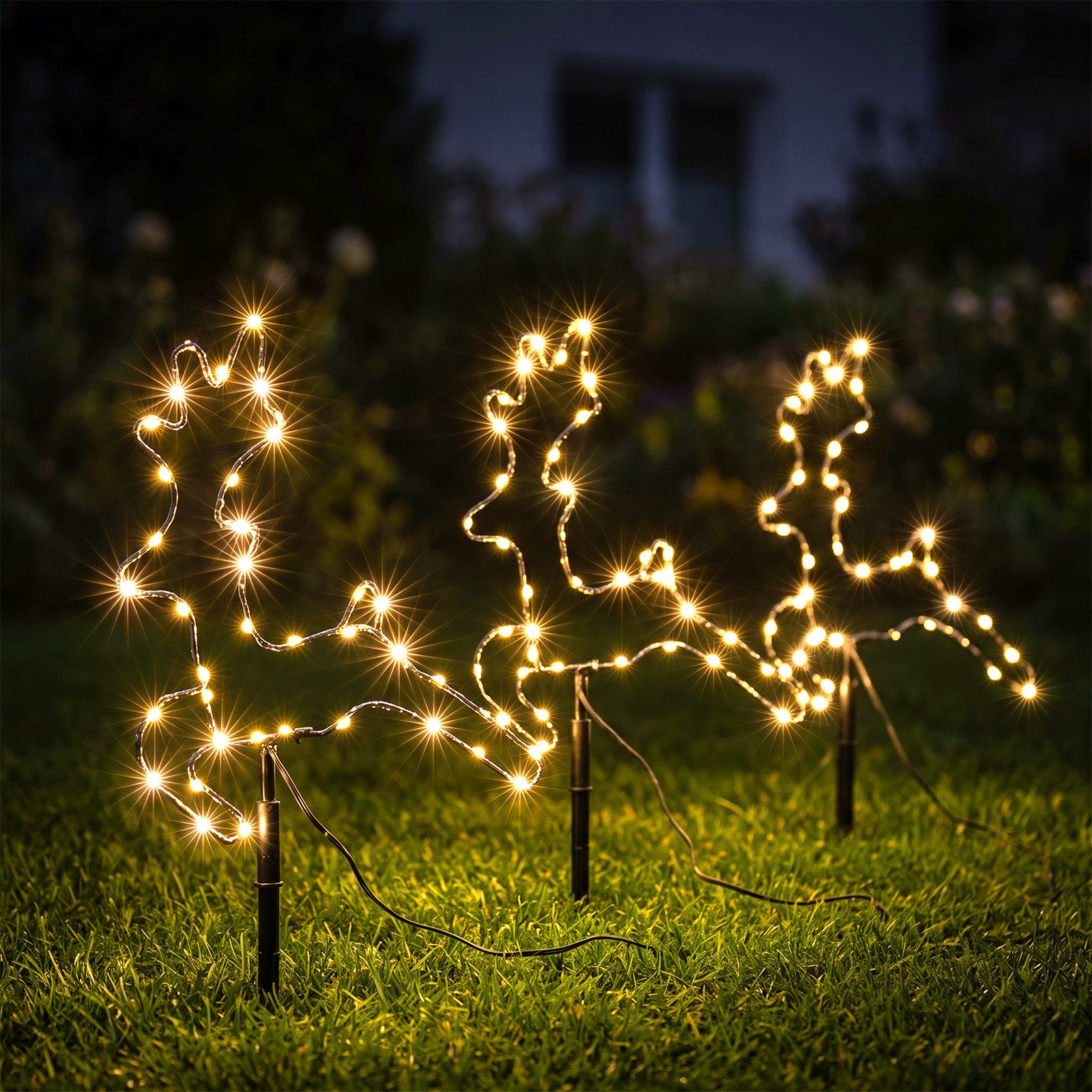 Salcar LED-Lichterkette LED Leuchtstäbe Rentier Garten 30cm LED Leuchtrentier 3 Stück, 8 Lichtmodi, Memory &Timer,Weihnachtsbeleuchtung Gartenstecker