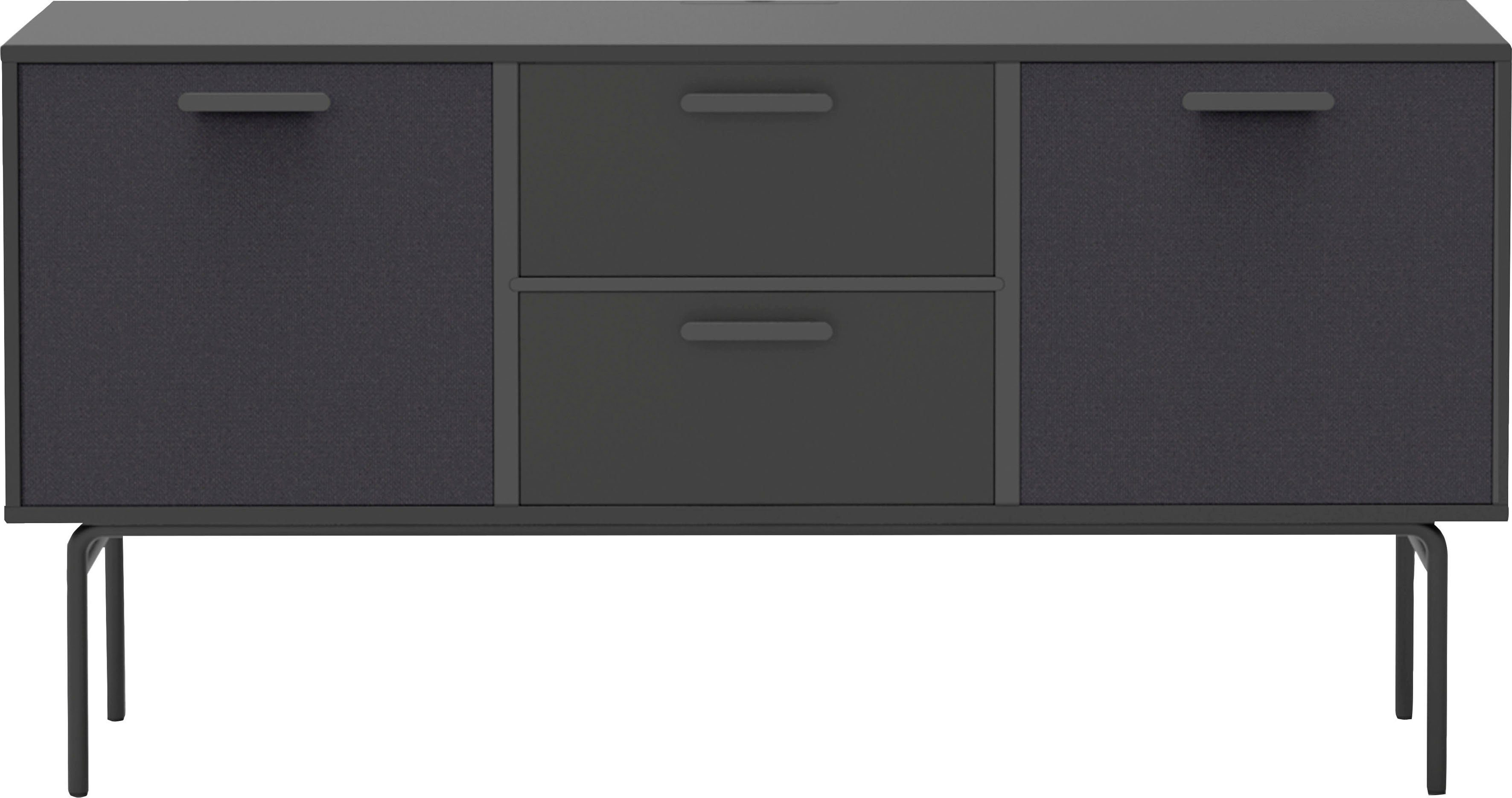 Hammel Furniture Media-Board Keep by Hammel, AV-Korpus auf Sockel, 2  Schubladen und 2 Stofftüren, Breite 113,8 cm, Maße (B/T/H): 113,8/42/42,8 cm | Schranktüren