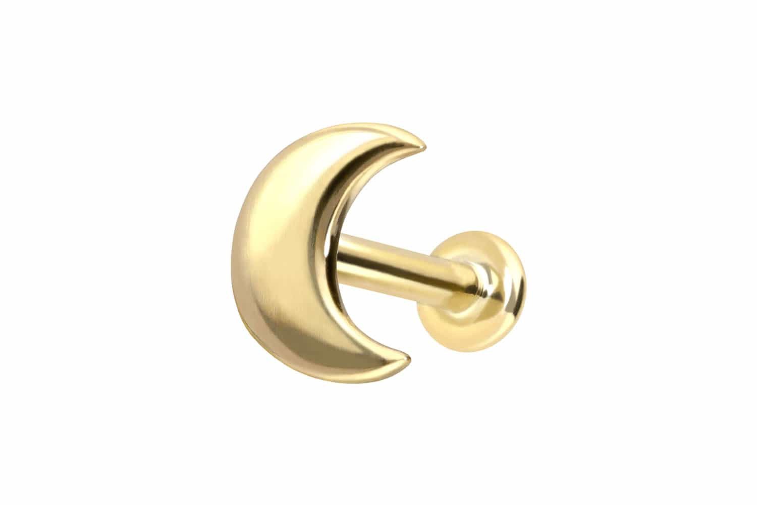 Piercing-Set 14 Karat Gold Labret mit Push Fit MOND