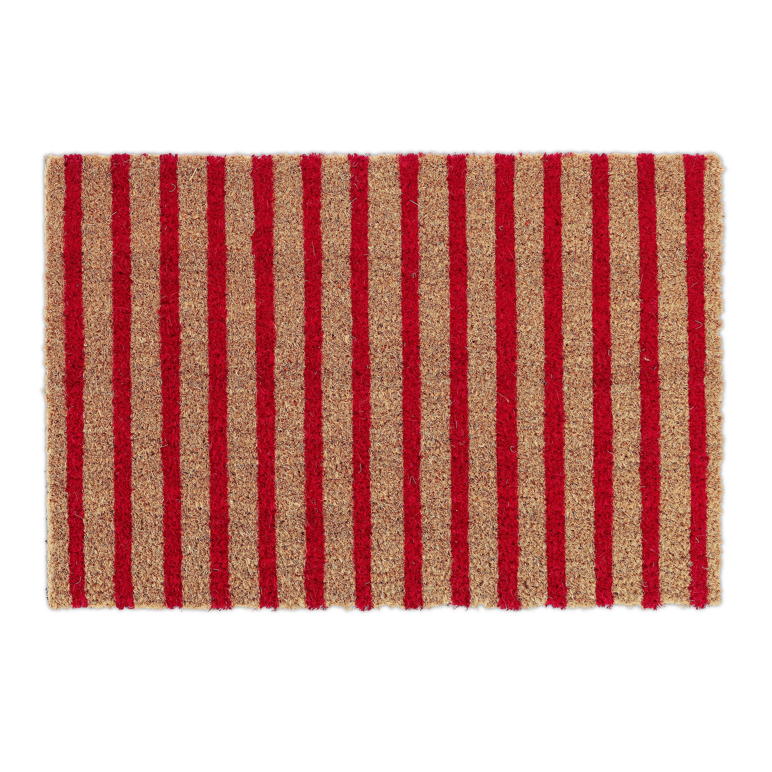 Fußmatte Kokos Fußmatte rot-natur gestreift, relaxdays, Höhe: 15 mm