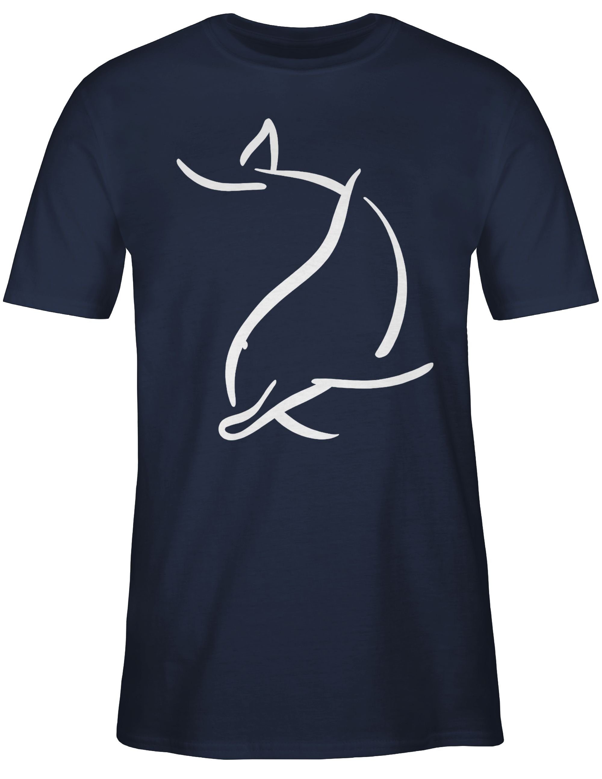 Shirtracer T-Shirt Simpler Delfin Tiere Zubehör 3 Navy Blau