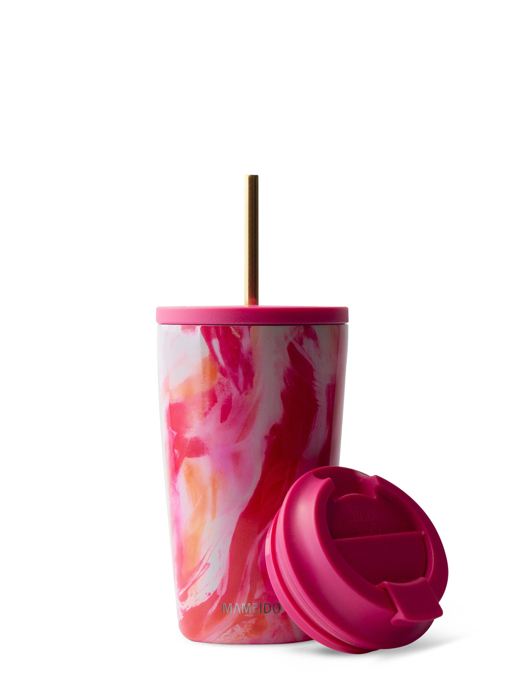 MAMEIDO Thermobecher, Edelstahl, Kunststoff, Silikon, doppelwandig isoliert, auslaufsicher in 350ml, 470ml, 700ml & 1200ml