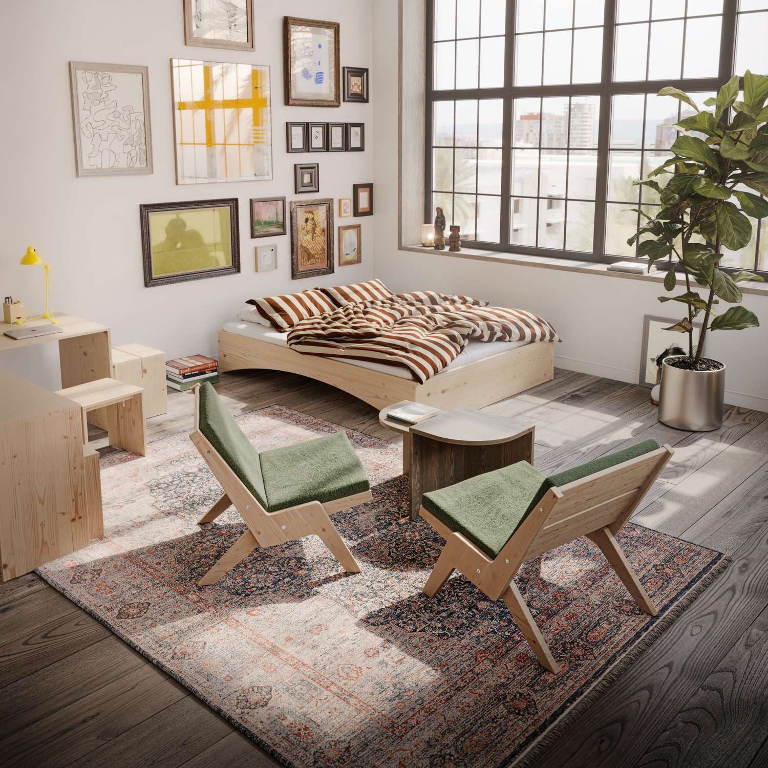 Karup Design Bettgestell Orbit Bed, Massivholzbett, Futonbett, FSC®-zertifiziertem Massivholz (B/H/T ca: 144/164/184x35x205cm), mehrere Größen, inklusive Lattenrost, ohne Matratze, Made in Europe
