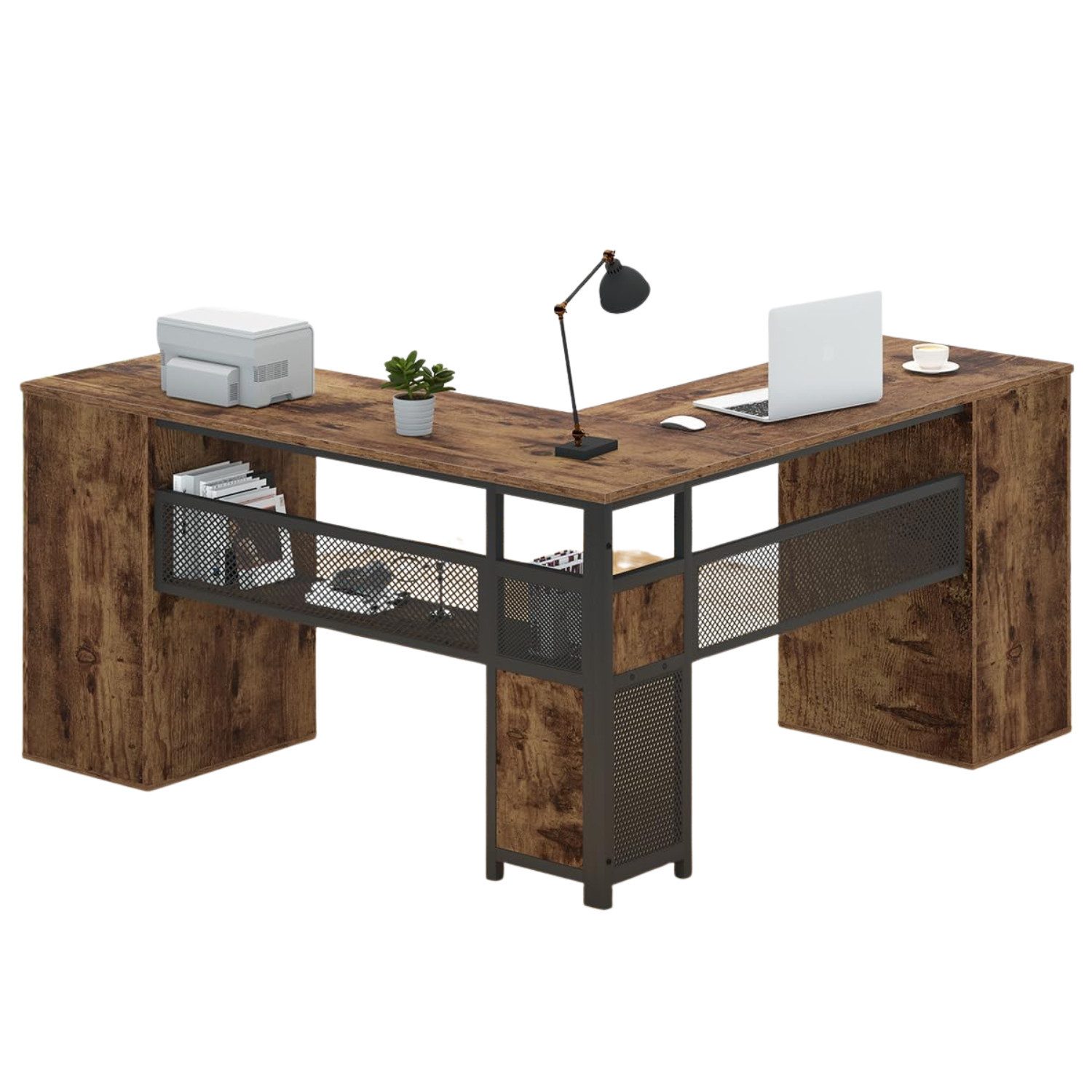 mukuhi Schreibtisch SCHREIBTISCH L-Form mit Schubladen Eckschreibtisch Büro 150 cm