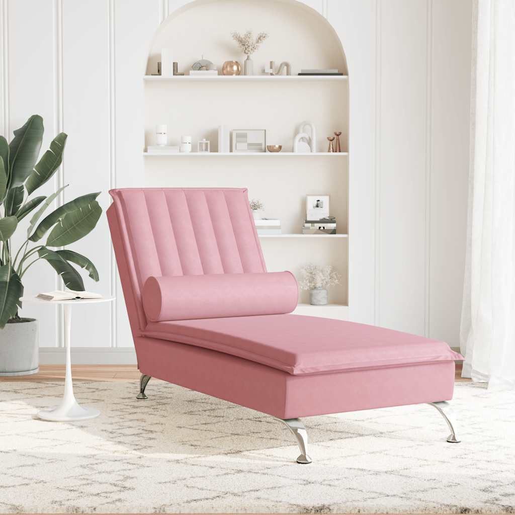 vidaXL Chaiselongue Massage-Chaiselongue mit Nackenrolle Rosa günstig online kaufen