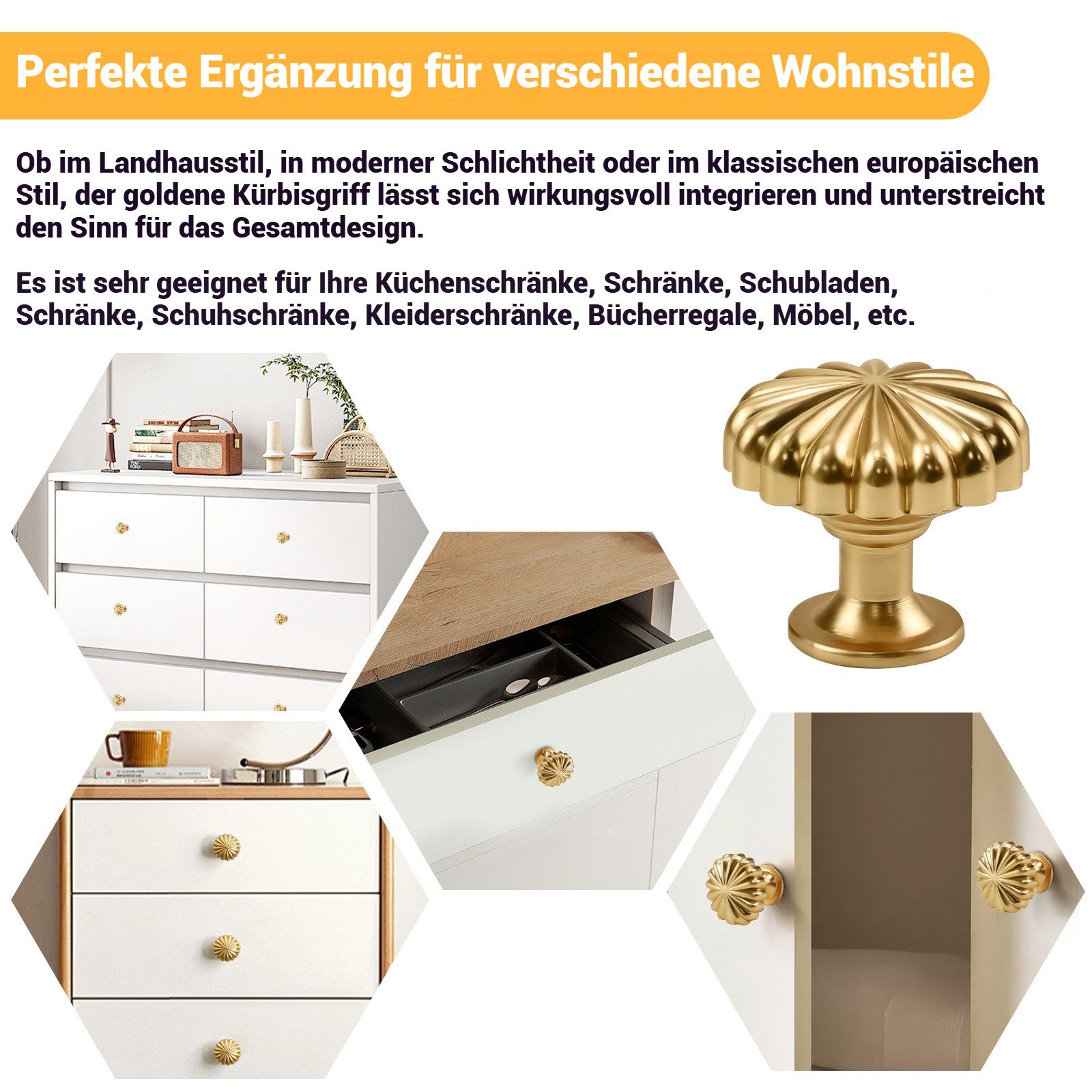 BlingBin Möbelknopf 12 Stück 30mm Kristall Türgriff, Schrankknöpfe Schubladenknöpfe (12 Stück, 12-St., 12pcs), Gebürstetes Gold Kommodenknöpfe Rund Modern Schlicht