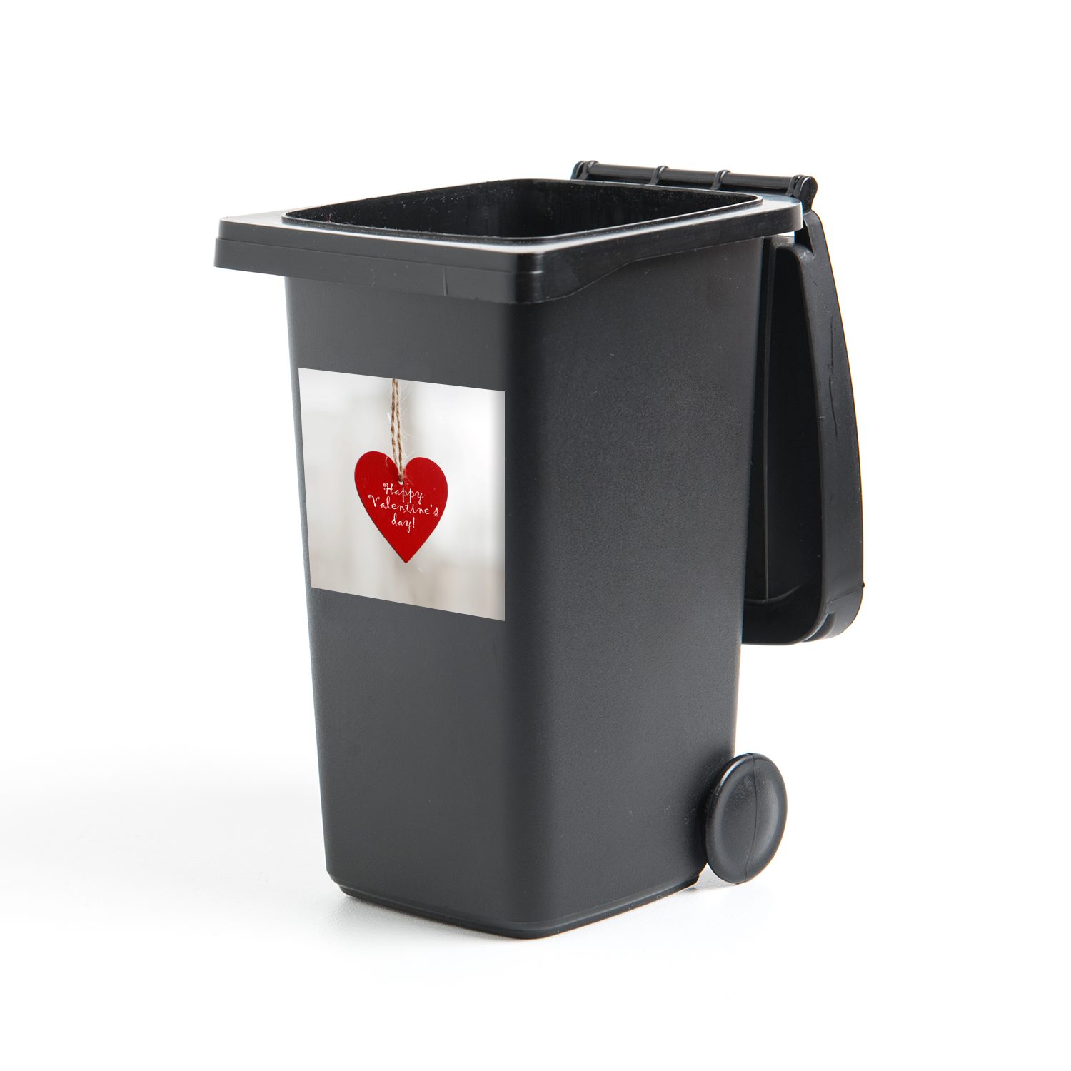 MuchoWow Wandsticker Ein Herz mit dem Text happy valentines day für Valentinstag (1 St), Mülleimer-aufkleber, Mülltonne, Sticker, Container, Abfalbehälter