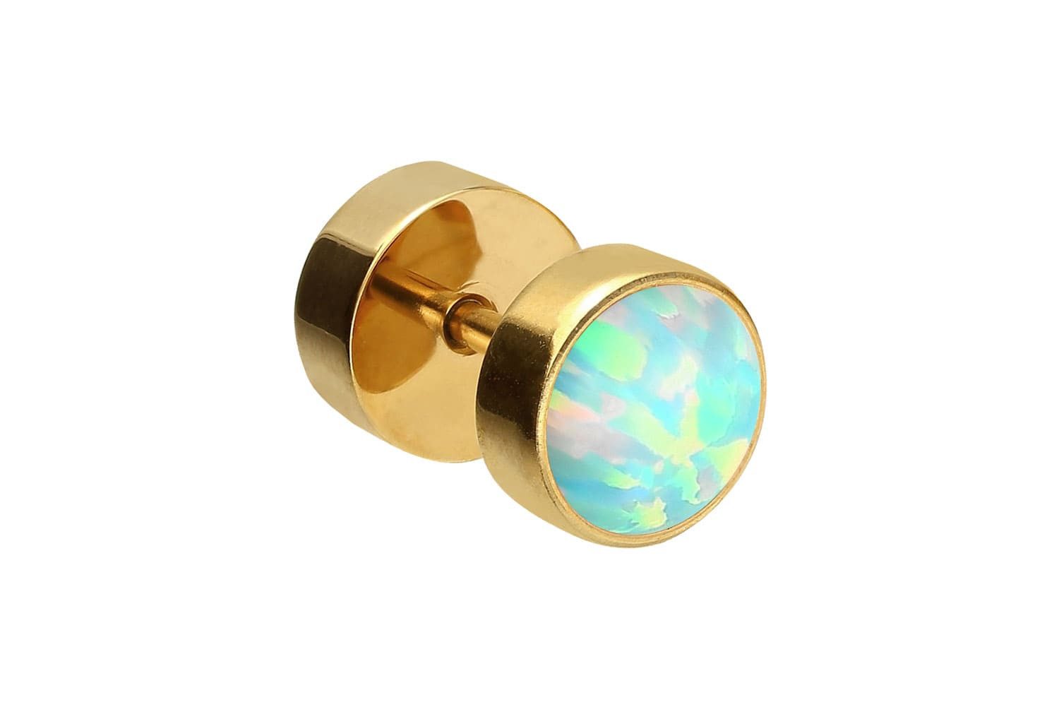 Fake-Ear-Plug Chirurgenstahl Fake Plug SYNTHETISCHER OPAL